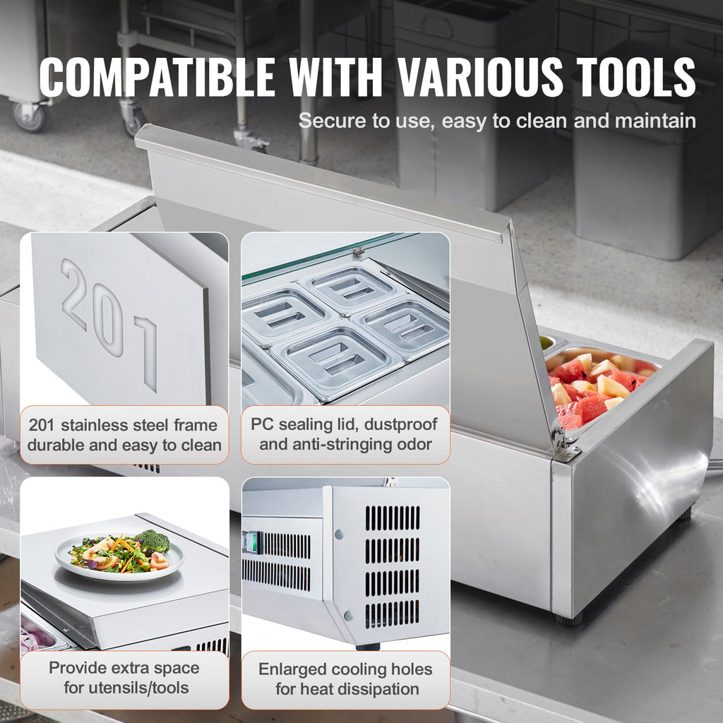 Šaldoma ingredientų vitrina VEVOR D60TW-G, 155 W