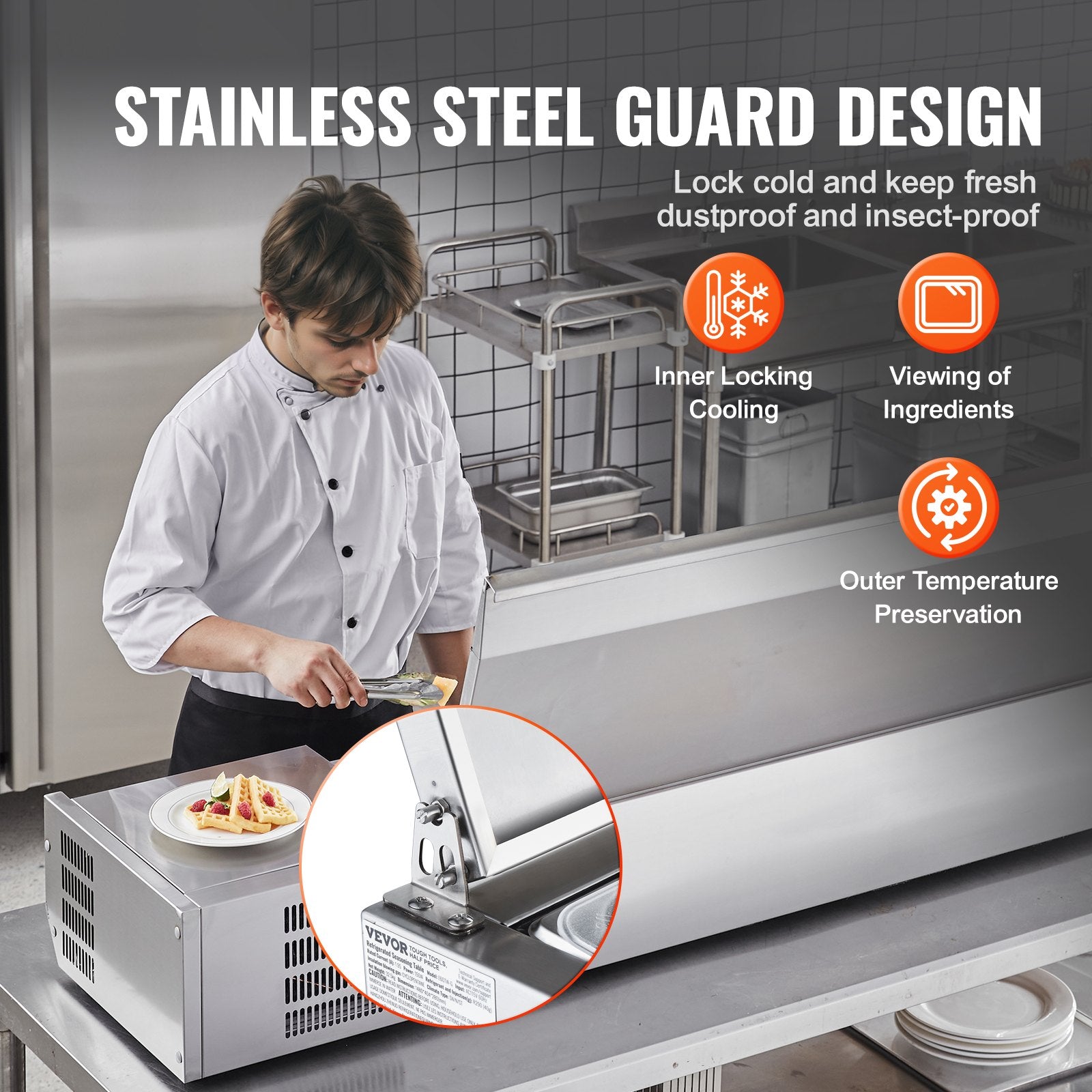 Šaldoma ingredientų vitrina VEVOR D71TW-G, 165 W