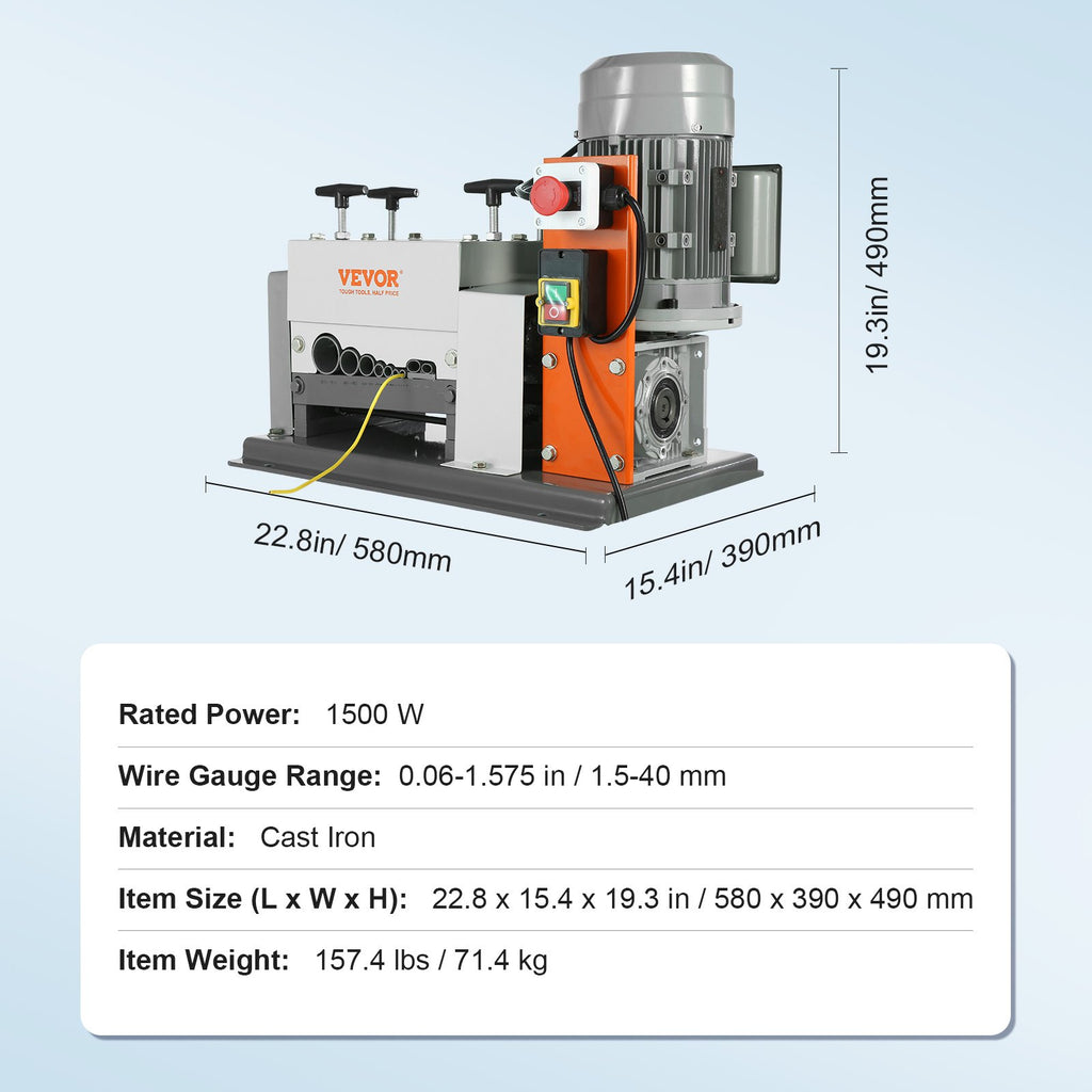 Automatinės laidų izoliacijos nuėmimo staklės VEVOR BXJDD1500, 1500 W