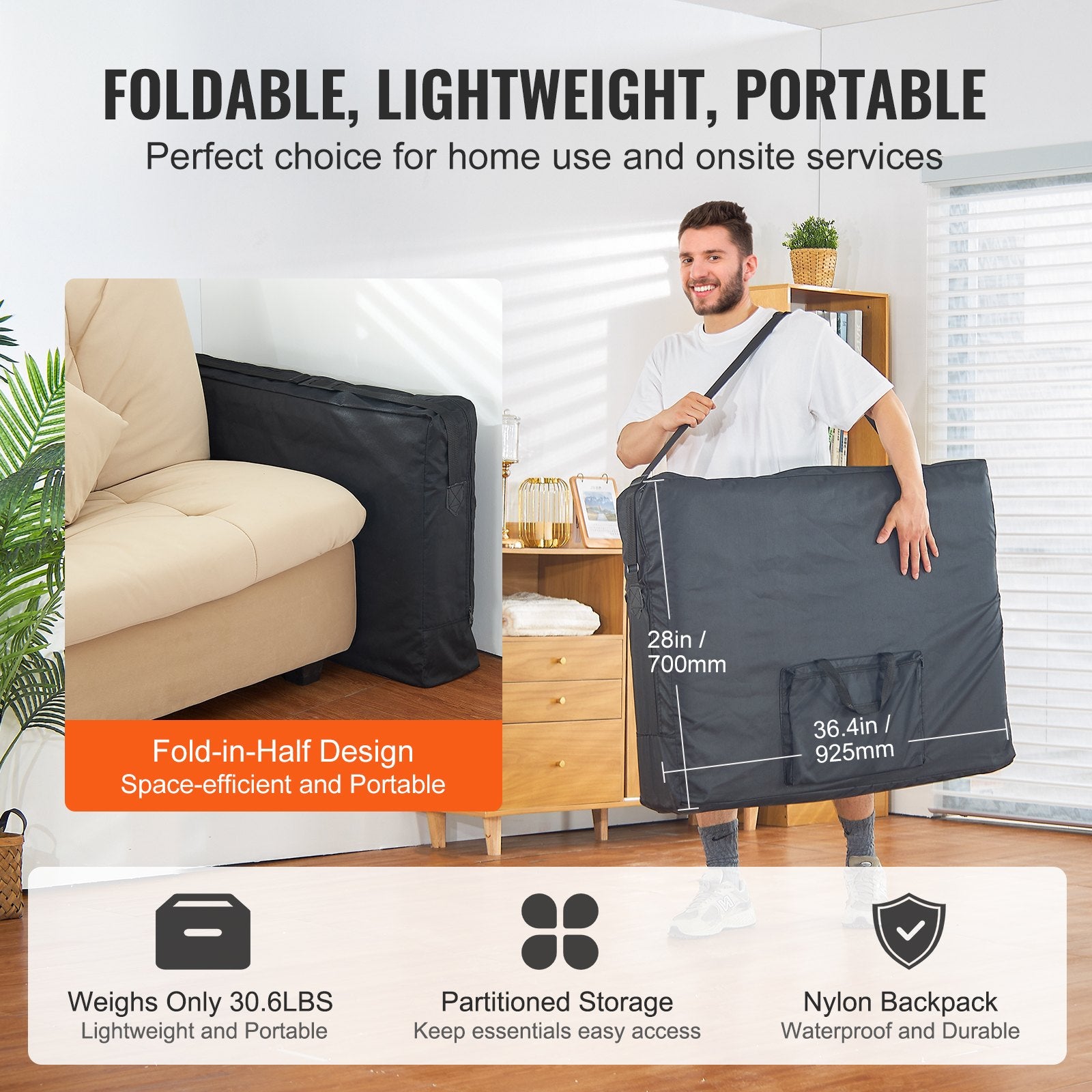Nešiojamas masažo stalas VEVOR WT221A-70cm, 70 cm pločio