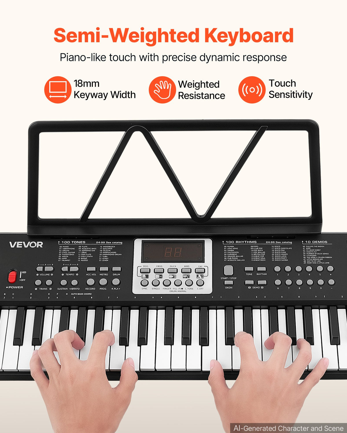 Skaitmeninis pianinas VEVOR NM-7601, 61 klavišas