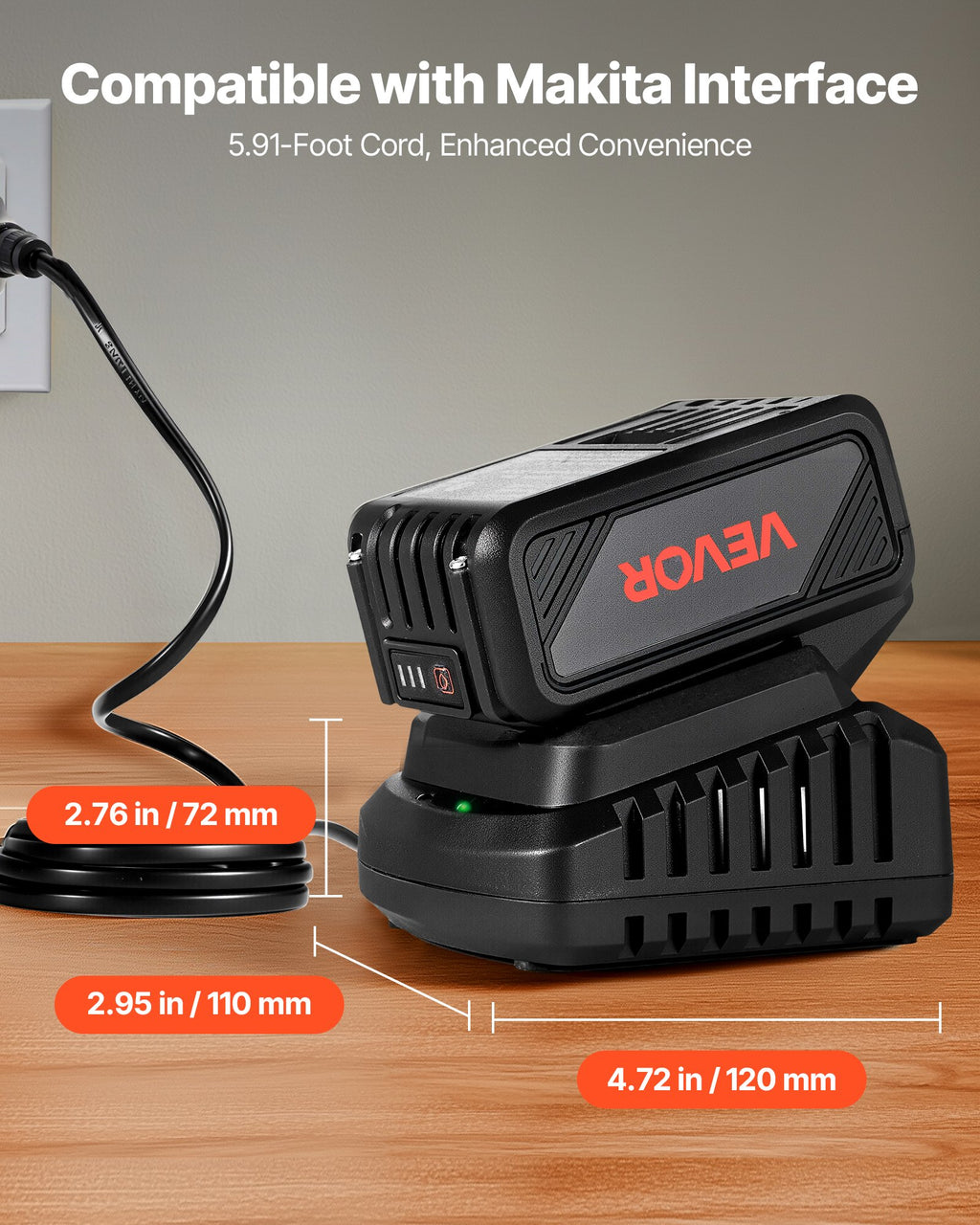 Akumuliatoriaus ir įkroviklio komplektas VEVOR BLD18A-4000, 20V 4.0Ah