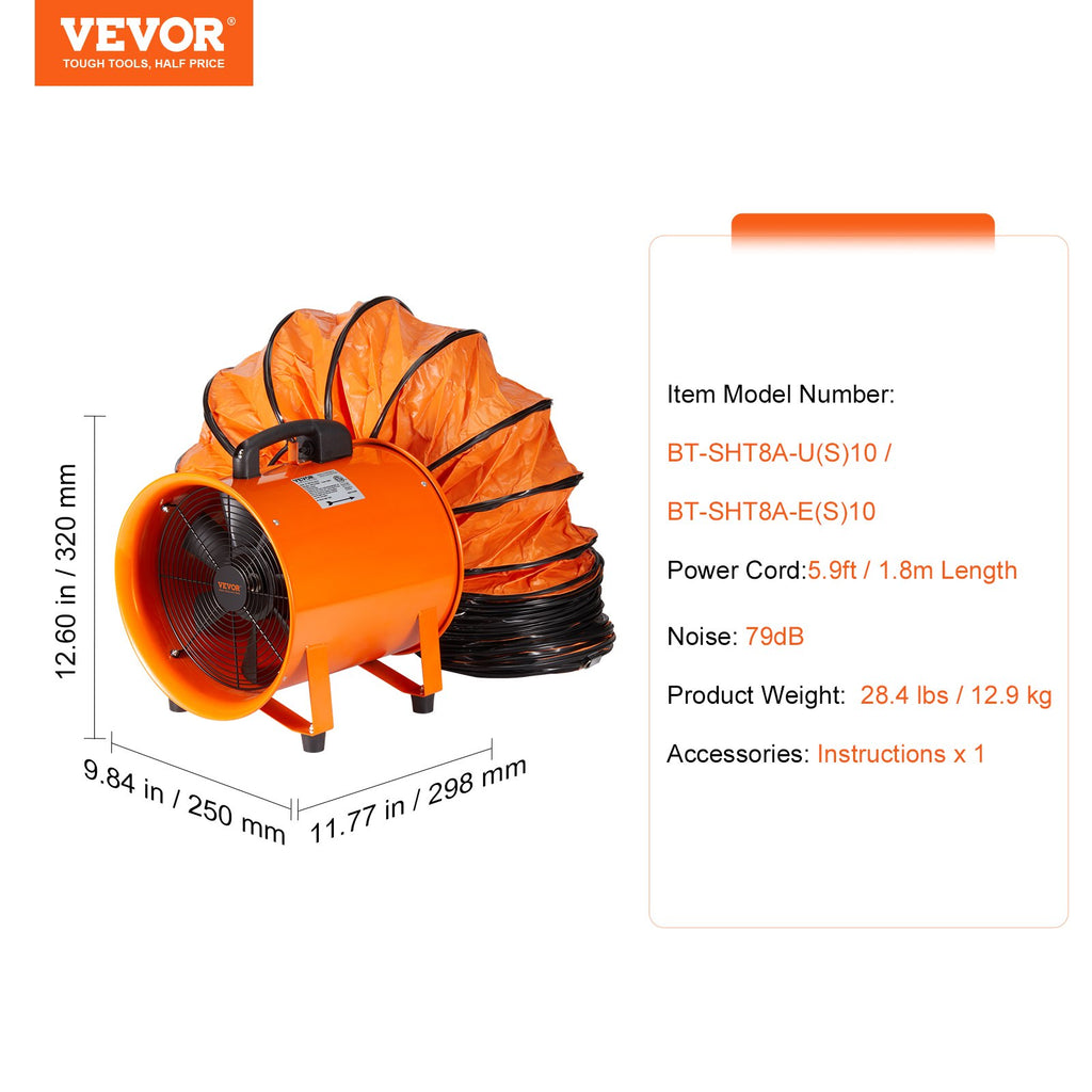 Nešiojamas ventiliatorius VEVOR BT-SHT8A-U(S)10, 145 W