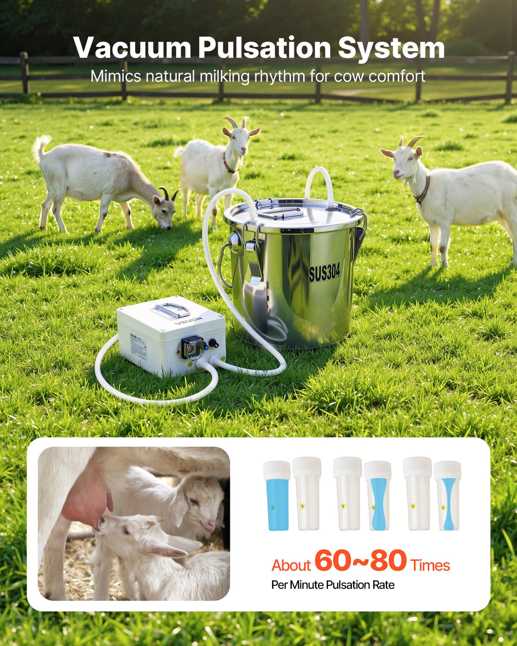 Ožkų melžimo aparatas VEVOR 9JWD-3, 3 l talpa