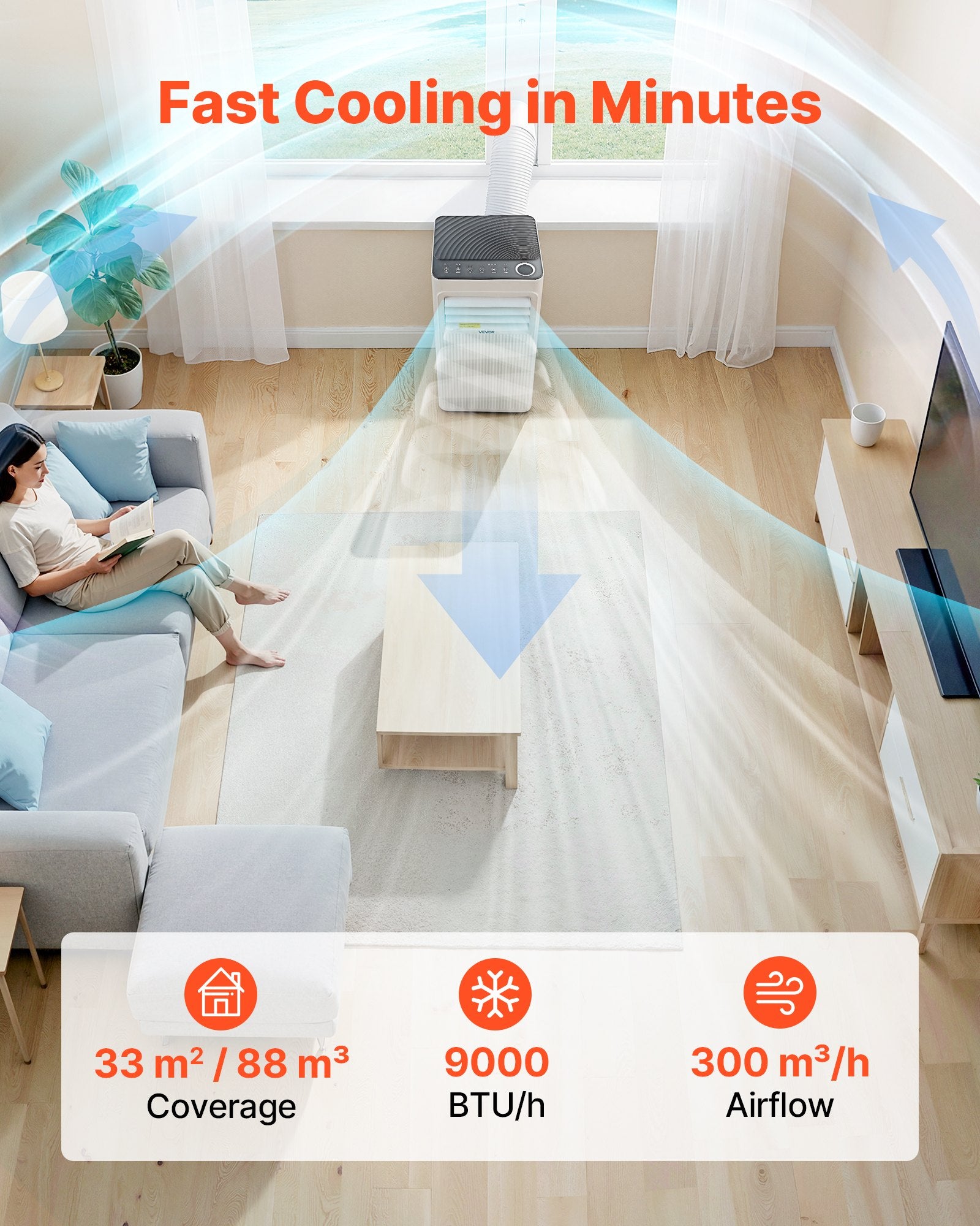 Mobilus oro kondicionierius VEVOR OL-A016LF26N2, 9000 BTU