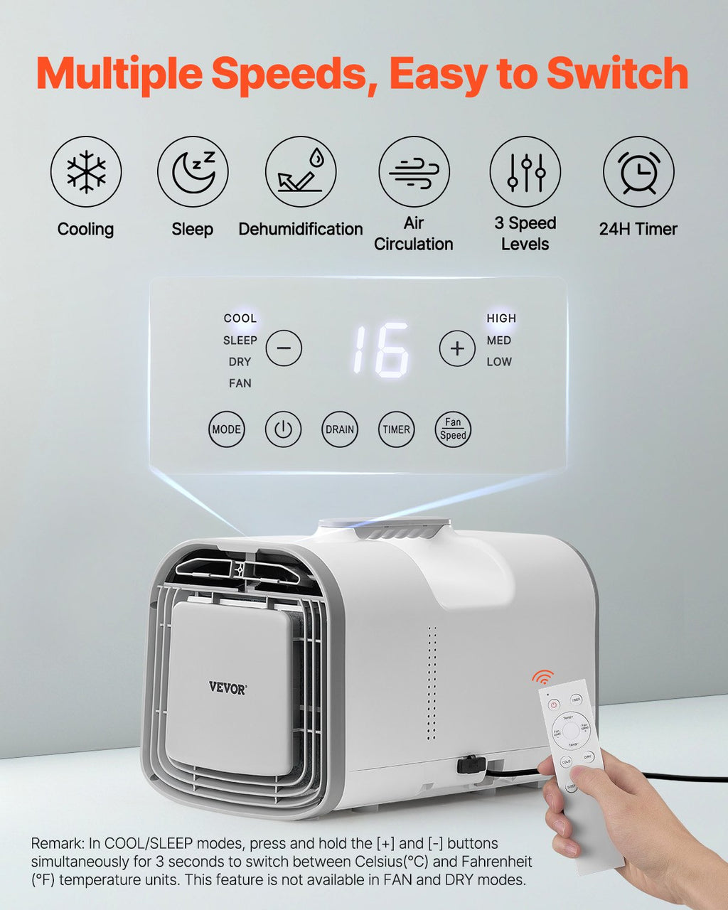 Nešiojamas oro kondicionierius VEVOR S03 PRO, 4250 BTU