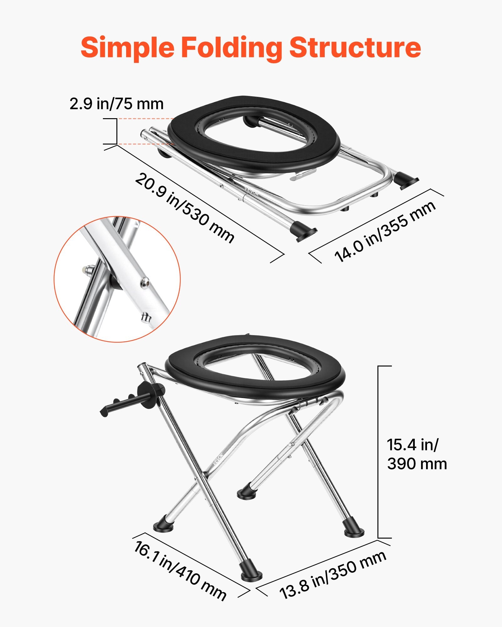 Nešiojamas kempingo tualetas VEVOR XZY404, 160 kg apkrova