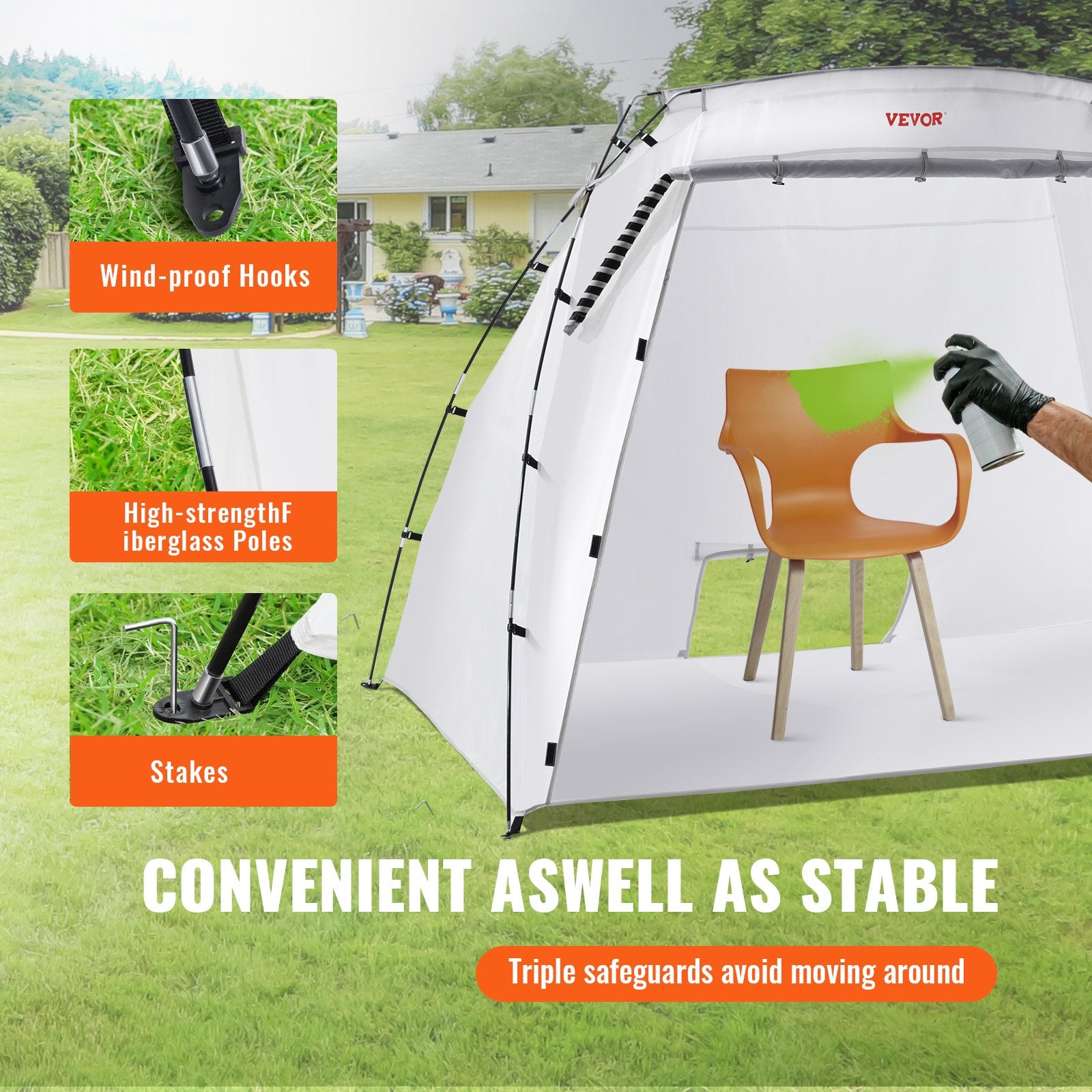 Dažymo palapinė VEVOR Portable Spray Paint Shelter, 2,3 x 1,6 x 1,6 m