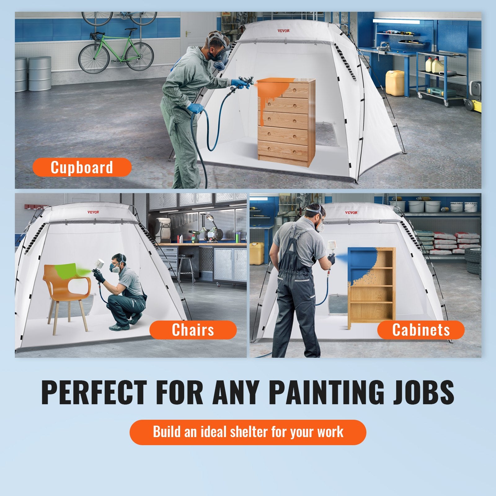 Dažymo palapinė VEVOR Portable Spray Paint Shelter, 2,3 x 1,6 x 1,6 m