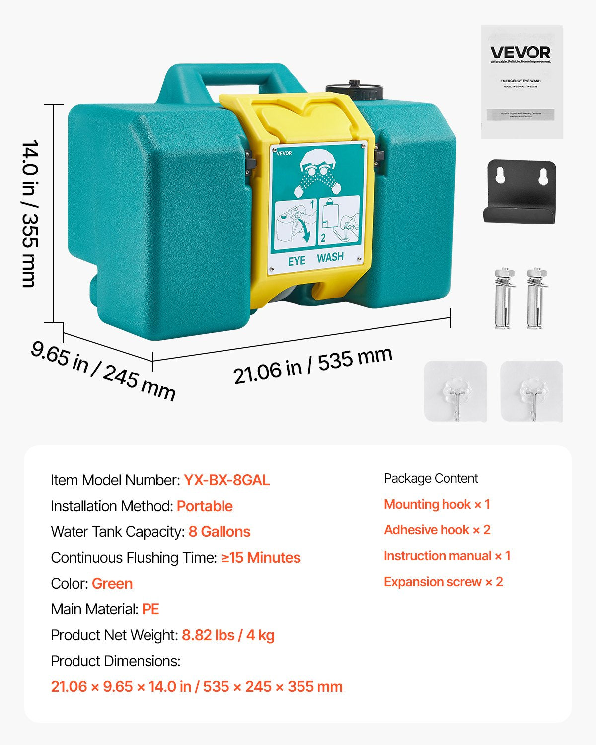 Nešiojama akių plovimo stotelė VEVOR YX-BX-8GAL, 30 l