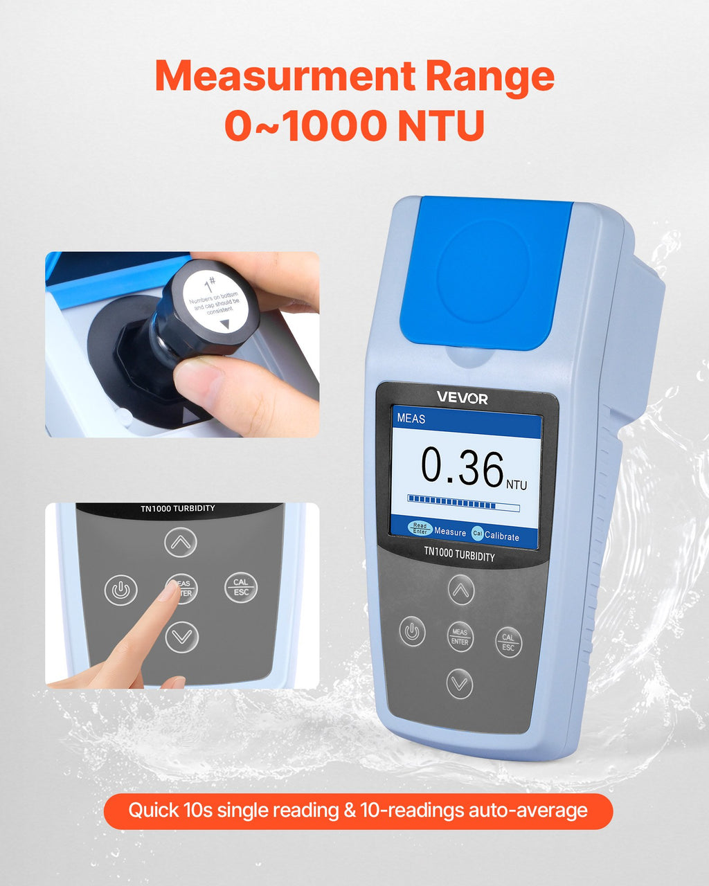 Drumstumo matuoklis VEVOR TN1000, 0–1000 NTU