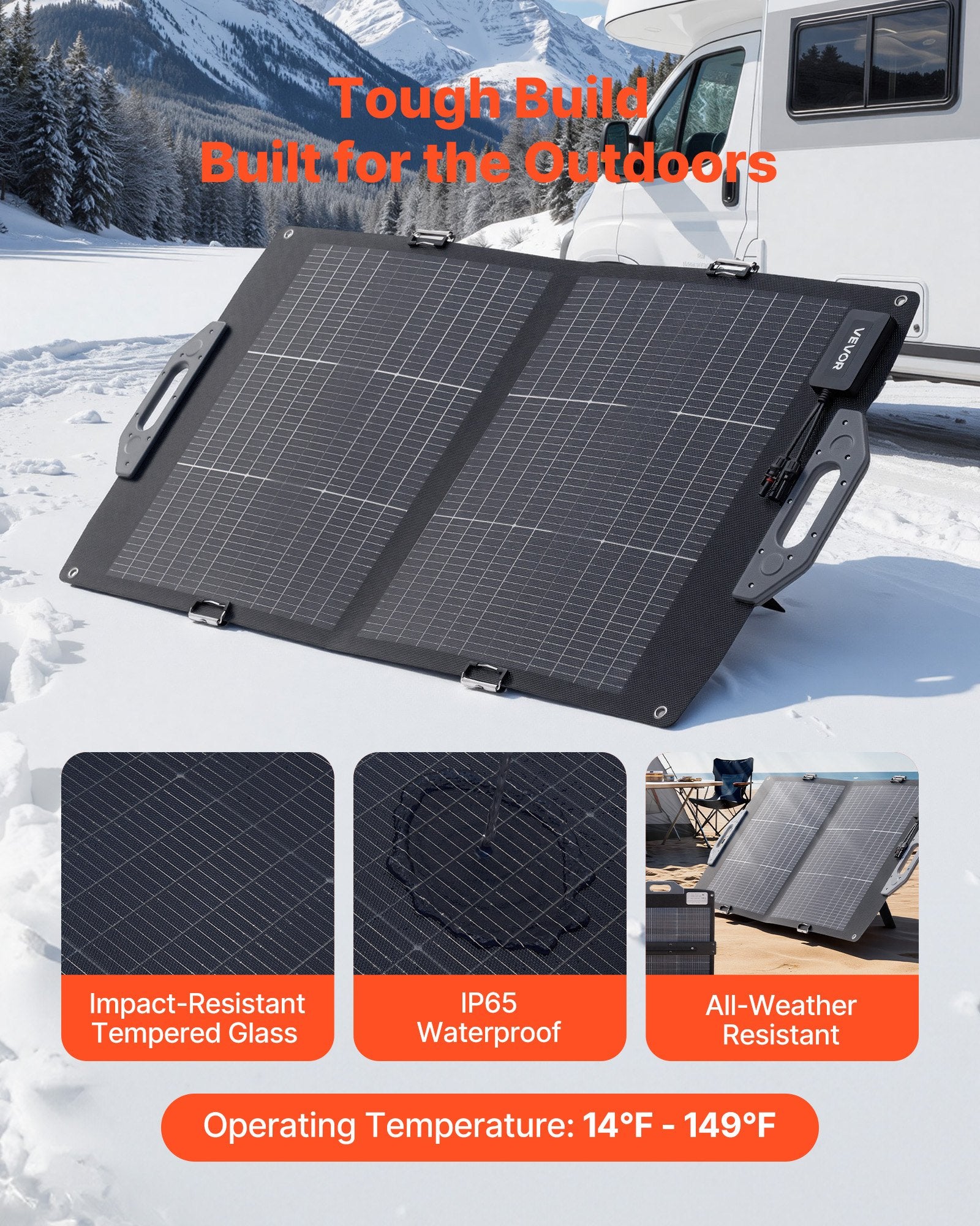 Sulankstoma saulės baterija VEVOR S100, 100W