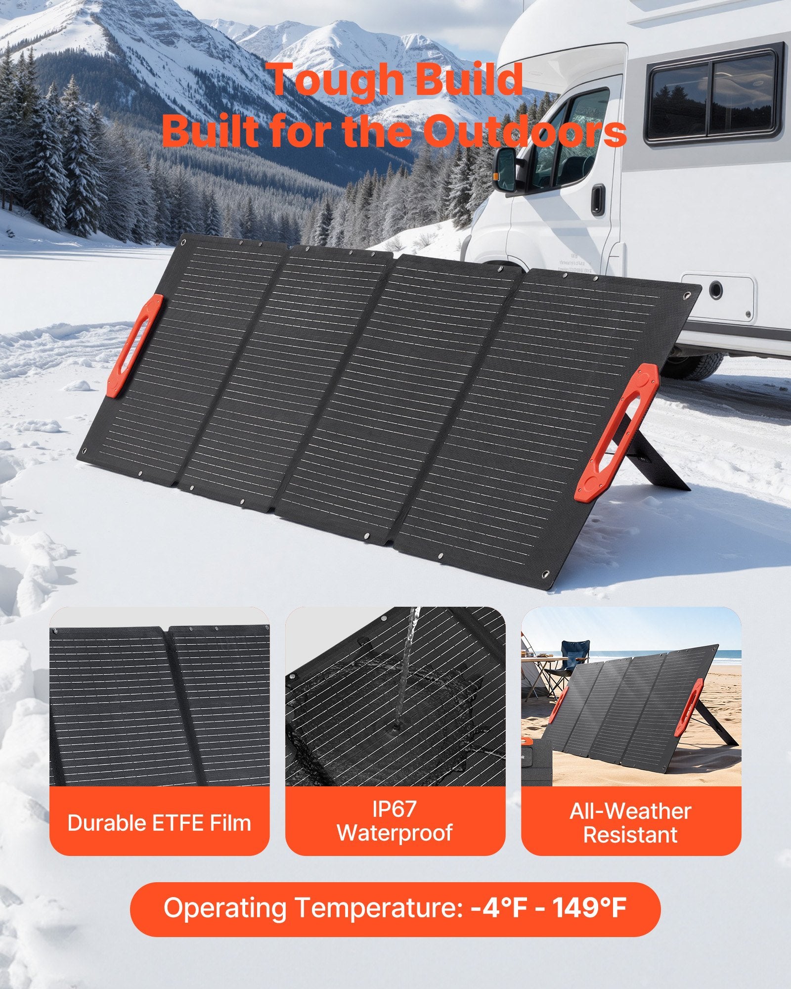 Sulankstoma saulės baterija VEVOR 150W, 23 % efektyvumas
