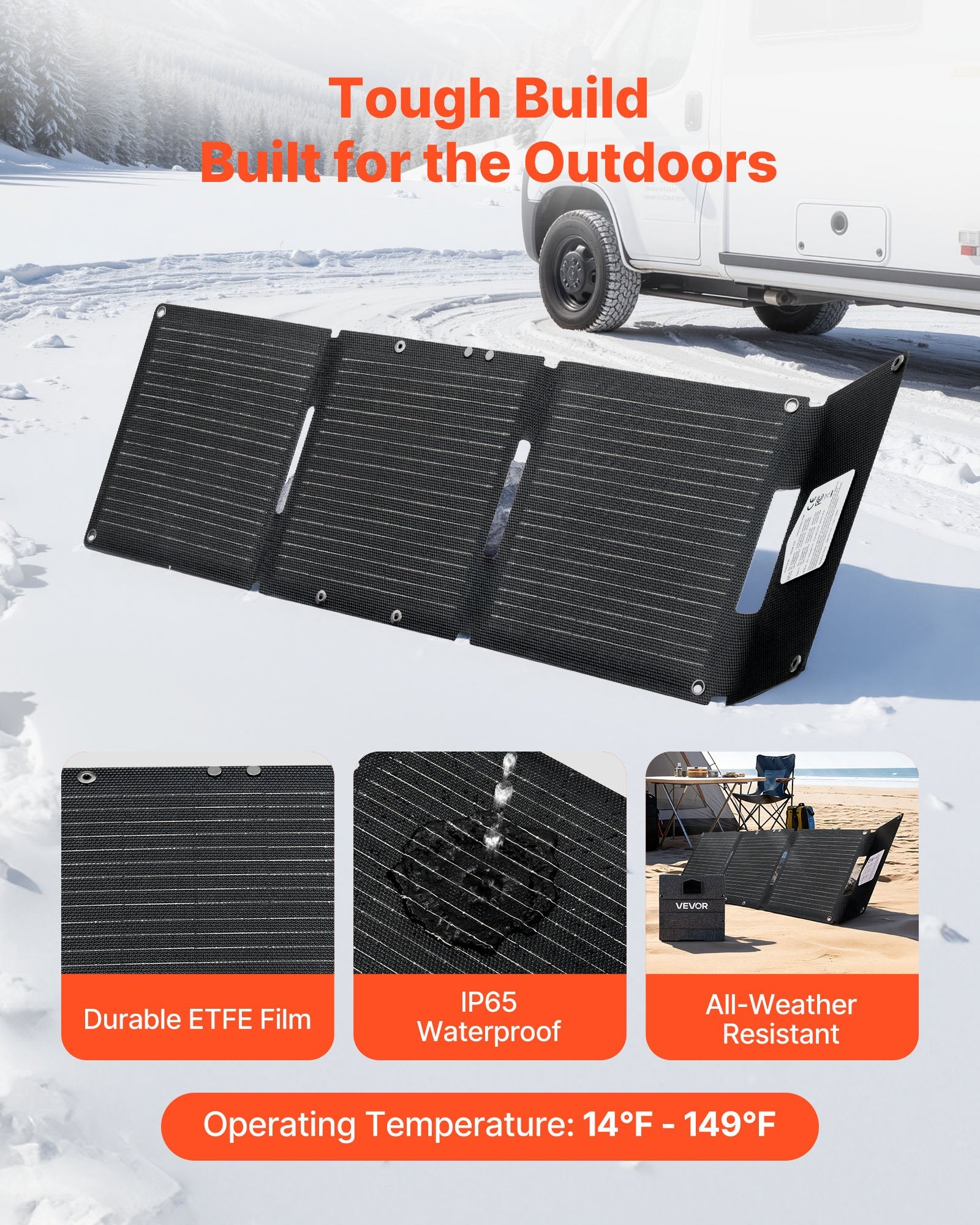 Sulankstomas saulės baterijų įkroviklis VEVOR S30, 30W