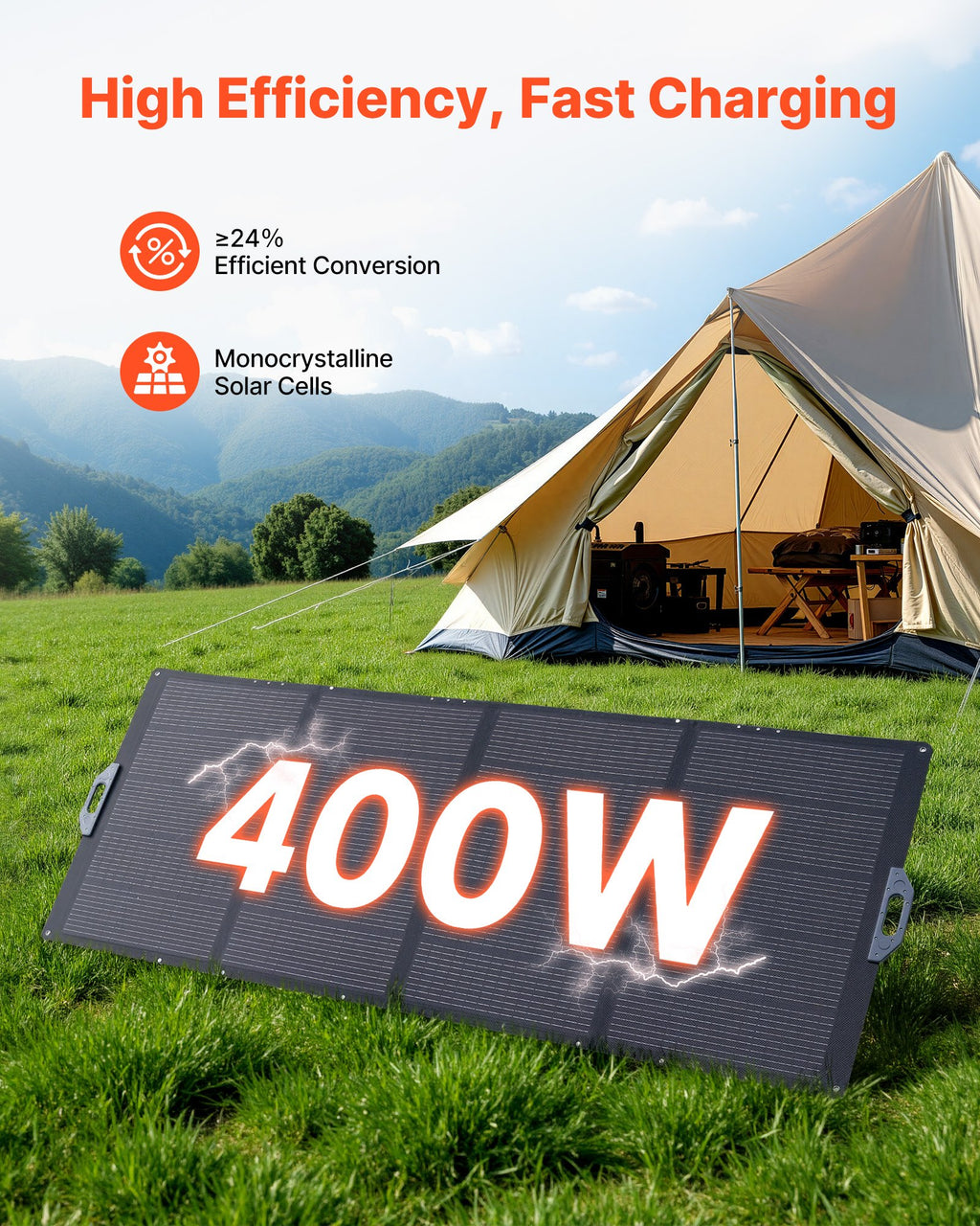 Sulankstoma saulės baterija VEVOR S400, 400W