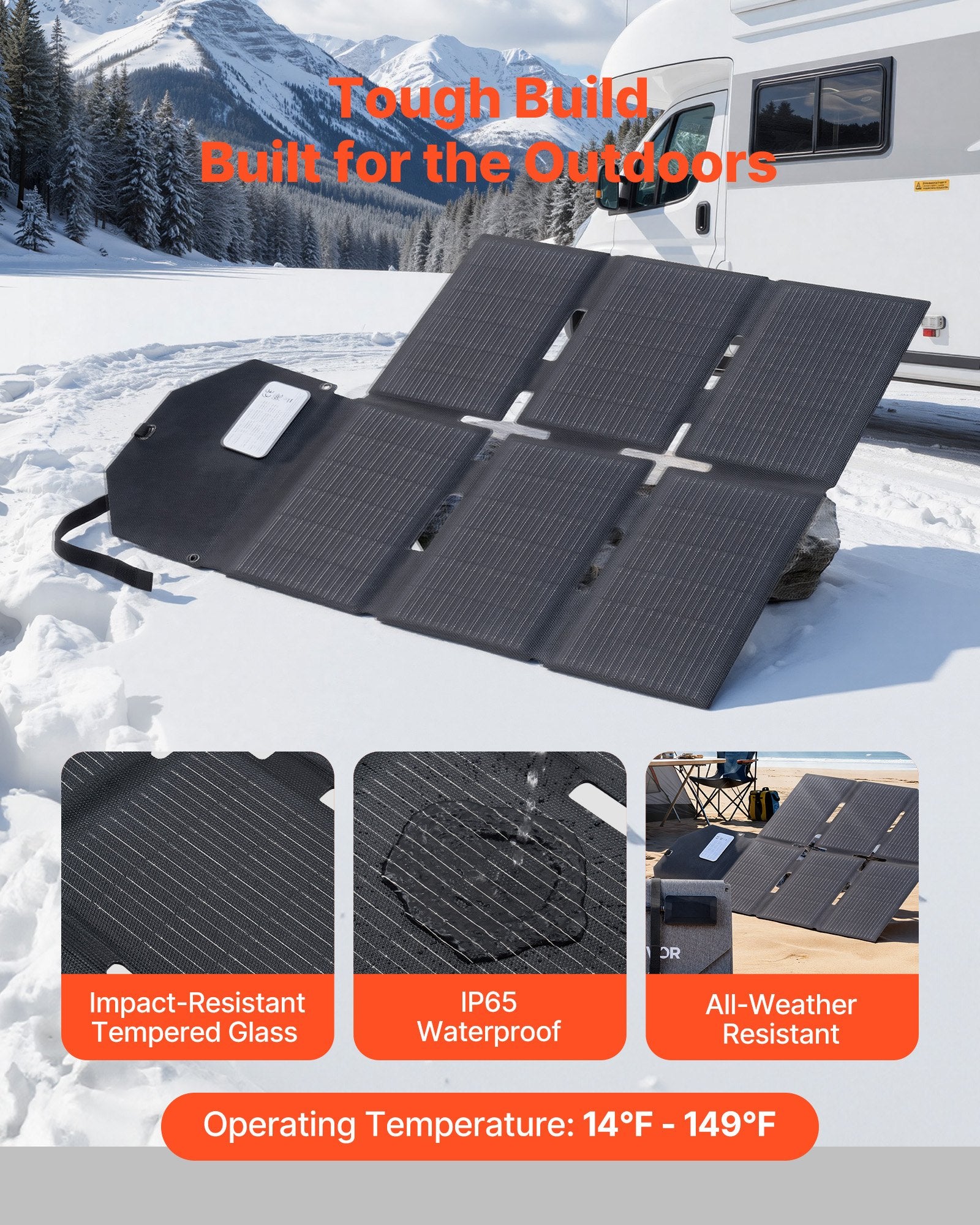 Sulankstomas saulės įkroviklis VEVOR S60, 60W