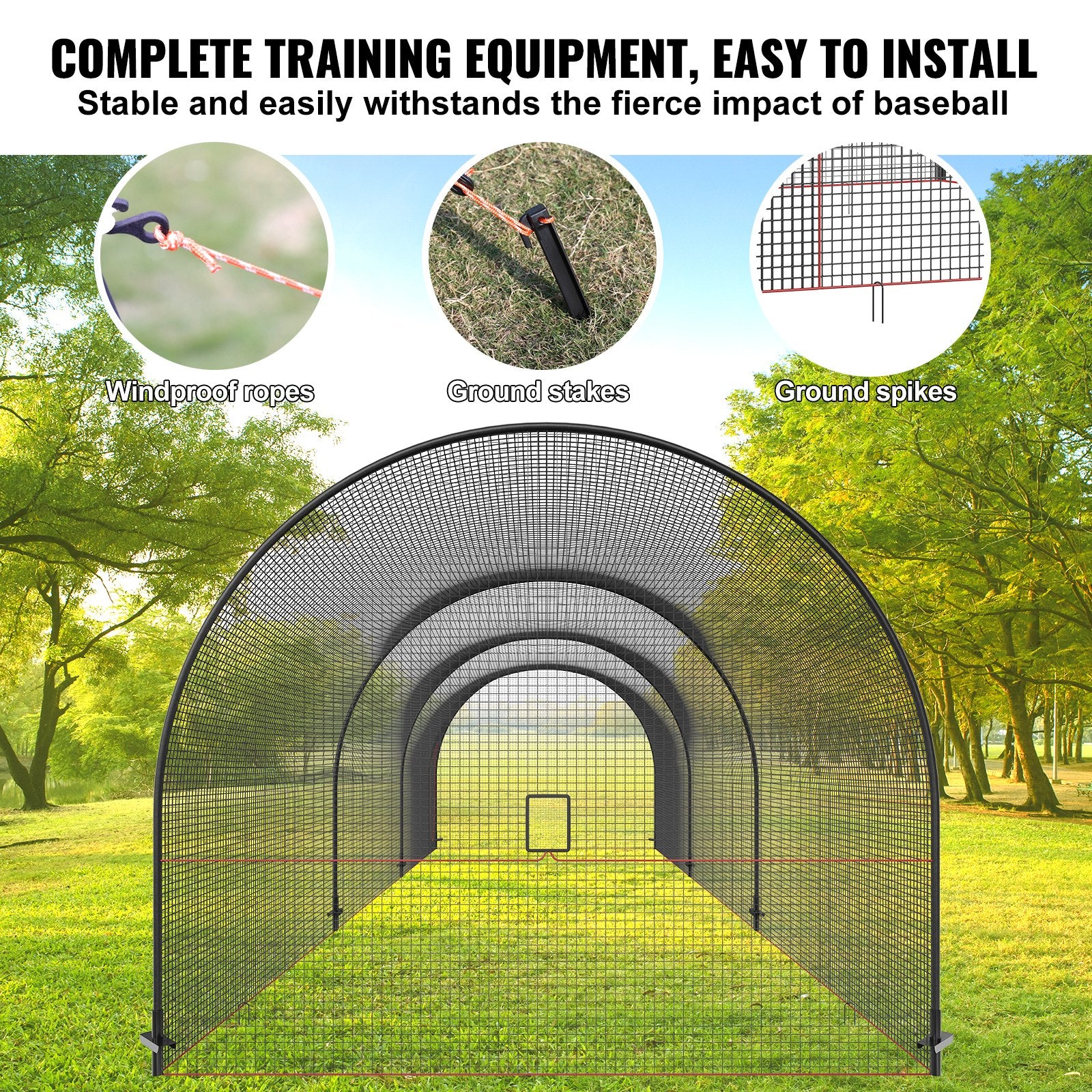 Beisbolo treniruočių narvas VEVOR YC-DJL-33*12*10ft, 10 m ilgio