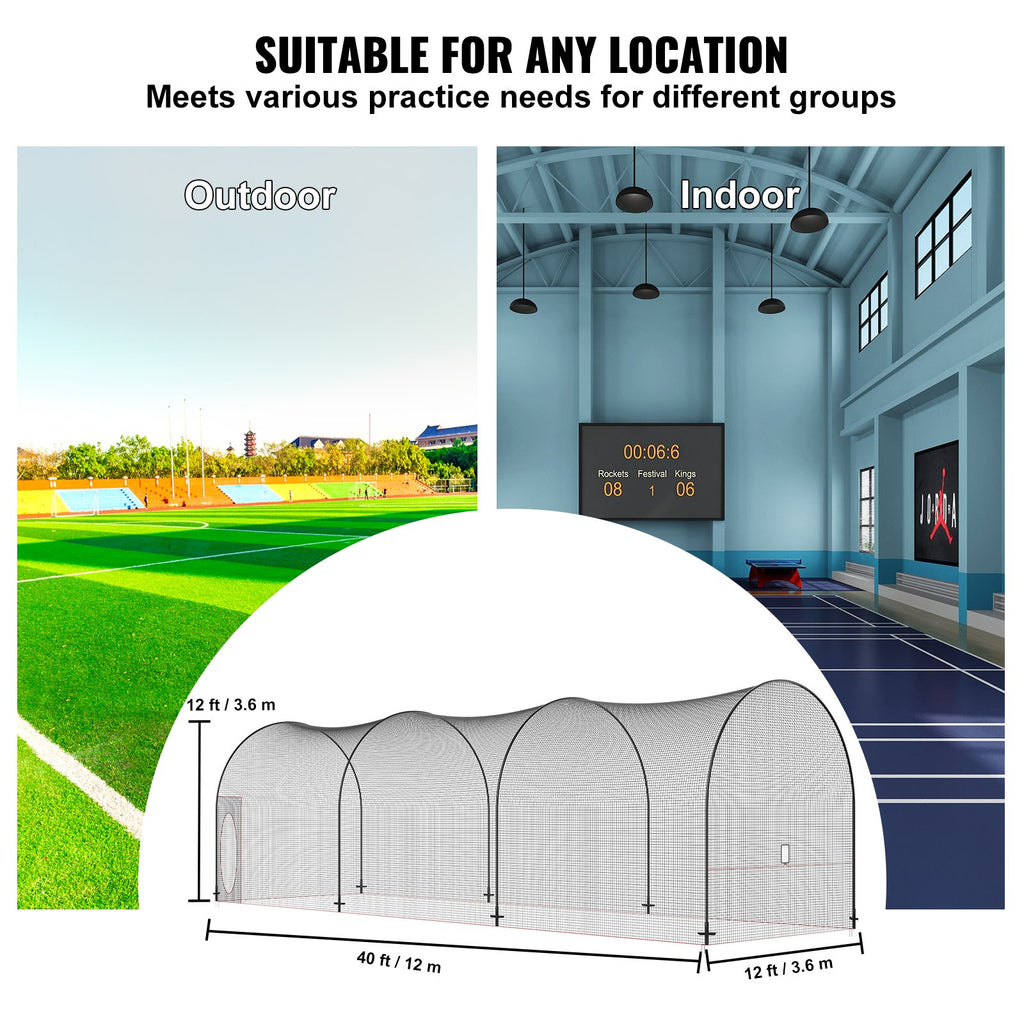 Beisbolo mušimo narvas VEVOR YC-DJL-40*12*12ft, 12,2 m ilgio