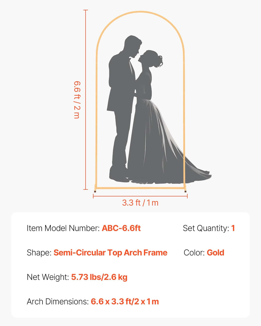 Arkos formos stovas dekoracijoms VEVOR ABC-6.6ft, 2 x 1 m