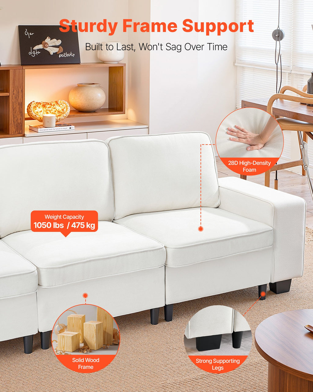 Trijų vietų sofa VEVOR GDS0250CA-3, 2540 mm