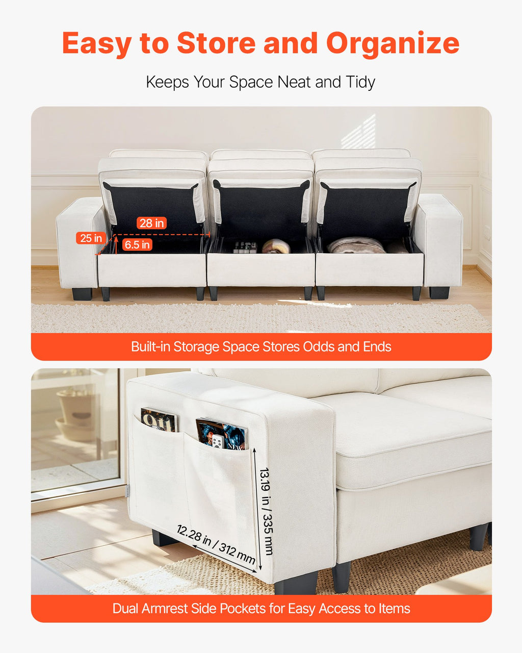 Trijų vietų sofa VEVOR GDS0250CA-3, 2540 mm