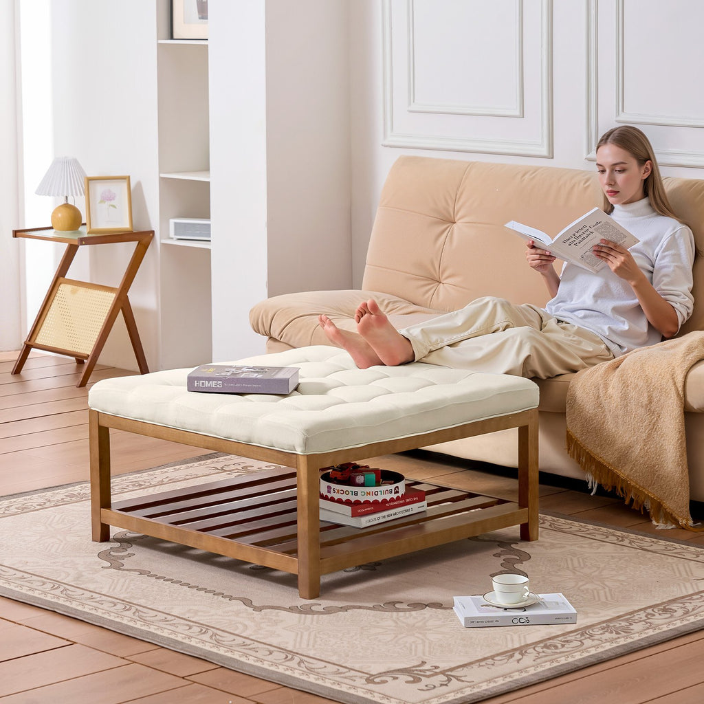 Minkštasuolis-staliukas VEVOR CWD0101CA-KD-BEIGE, 87,5 cm