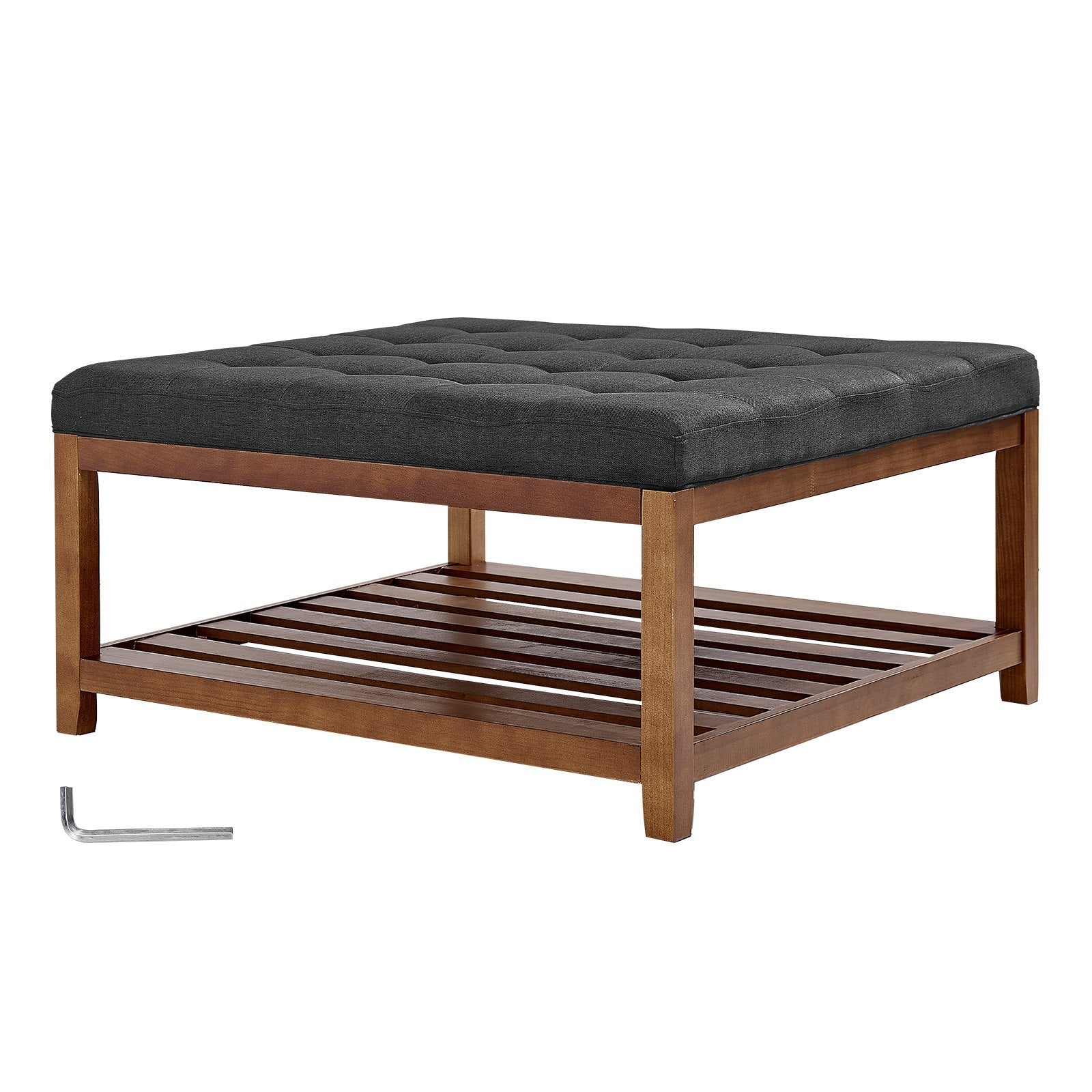 Kvadratinis pufas-staliukas VEVOR CWD0101CA-KD-DARK GRAY, 87,5 cm