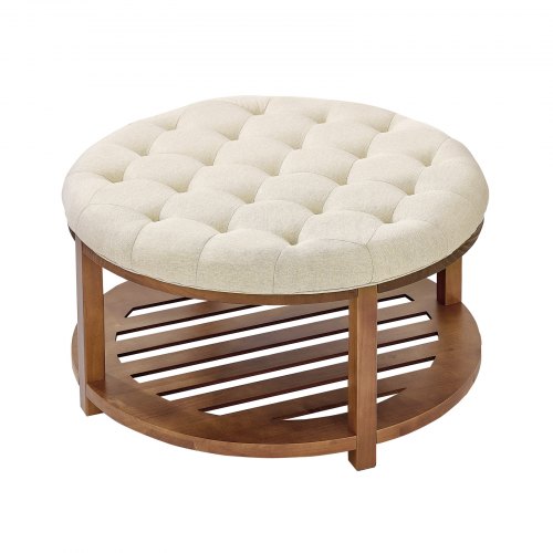 Apvalus pufas-kavos staliukas VEVOR CWD0102CA-KD-FLAXEN, 81 cm
