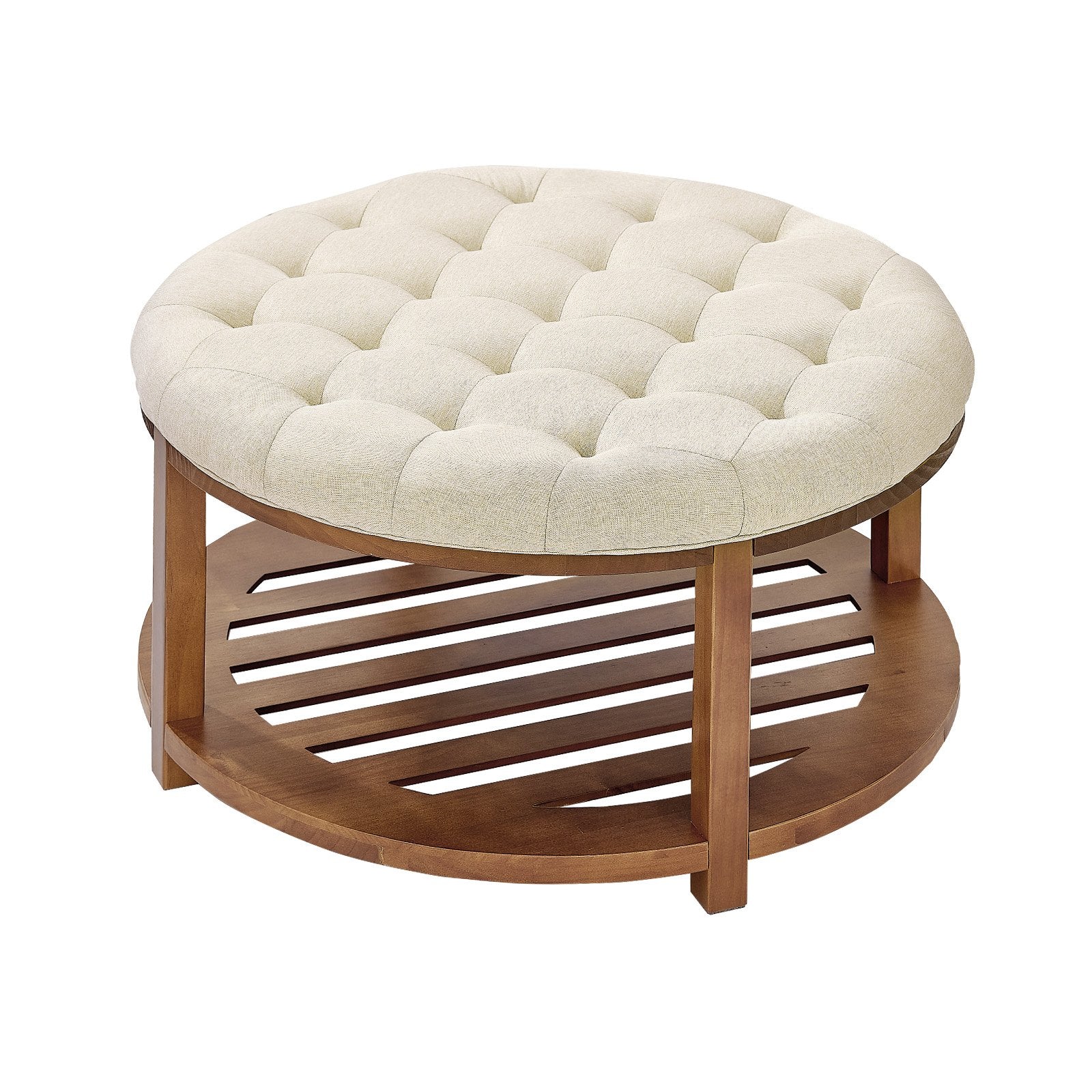 Apvalus pufas-kavos staliukas VEVOR CWD0102CA-KD-FLAXEN, 81 cm