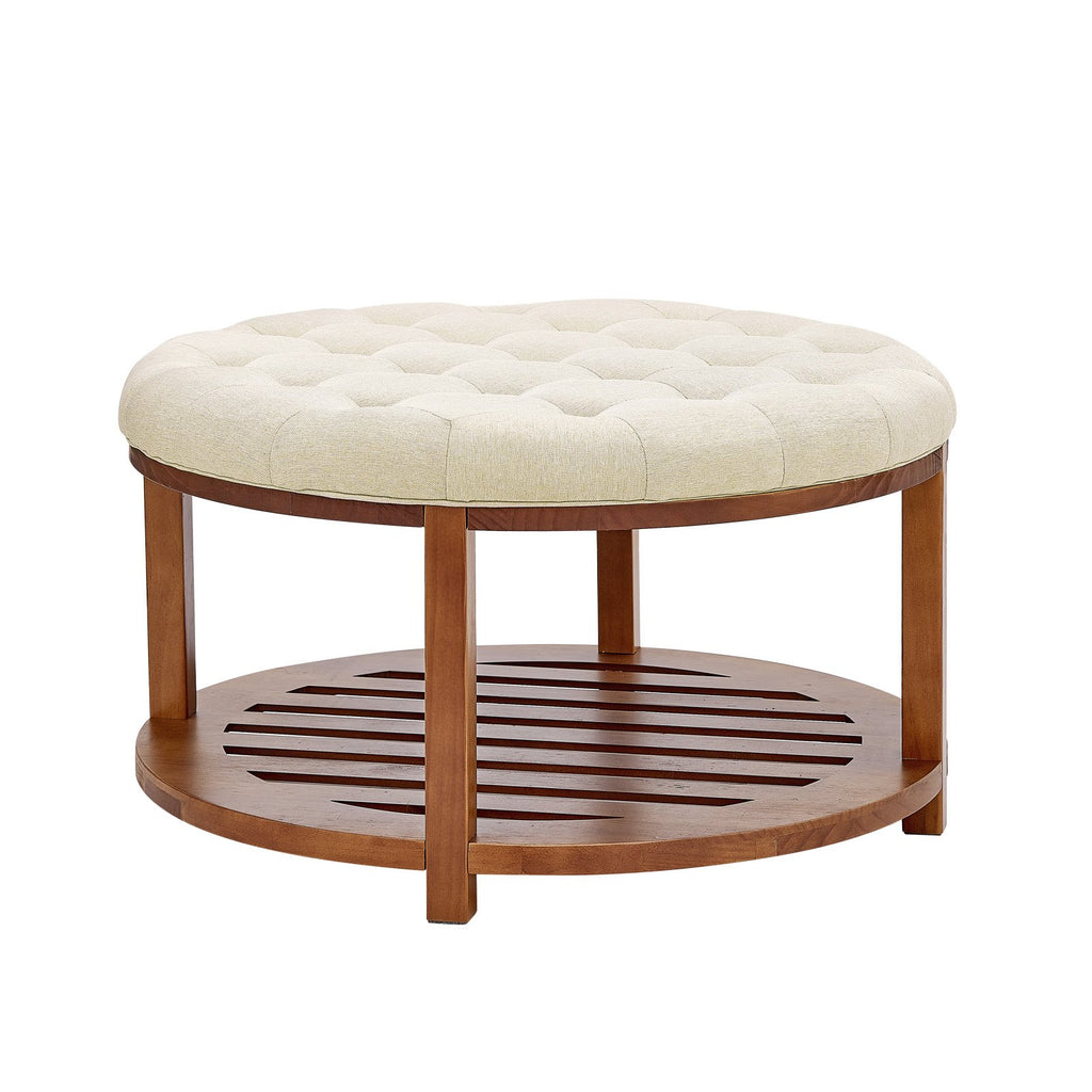 Apvalus pufas-kavos staliukas VEVOR CWD0102CA-KD-FLAXEN, 81 cm