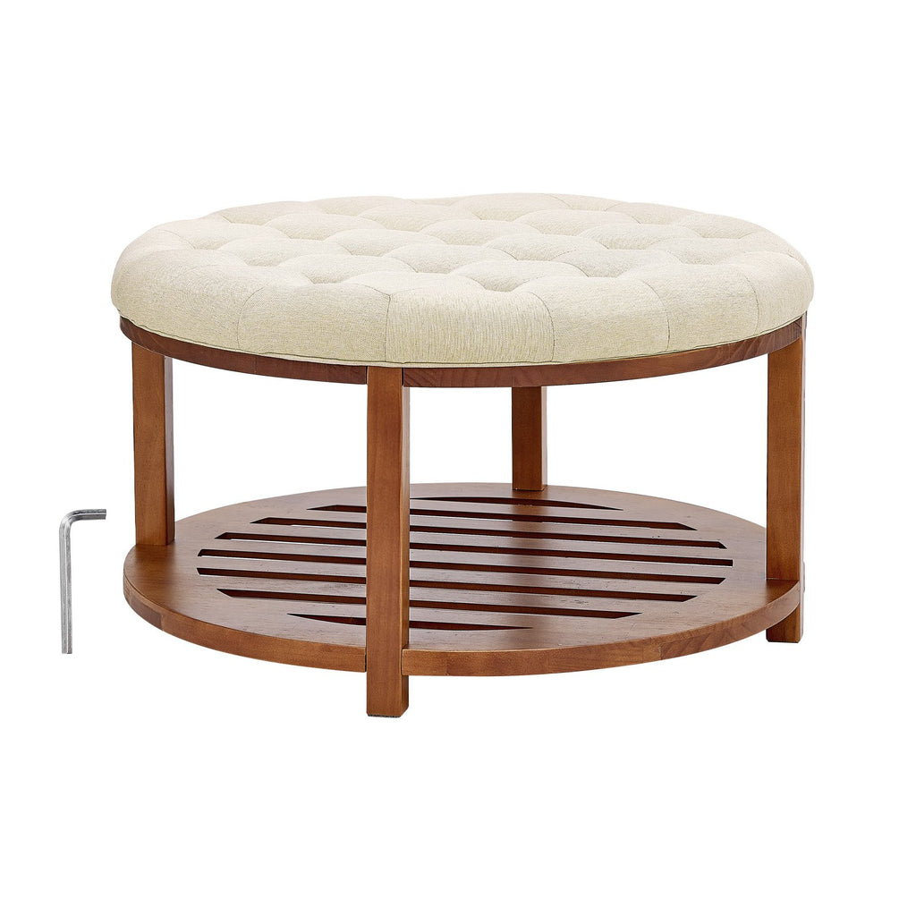 Apvalus pufas-kavos staliukas VEVOR CWD0102CA-KD-FLAXEN, 81 cm
