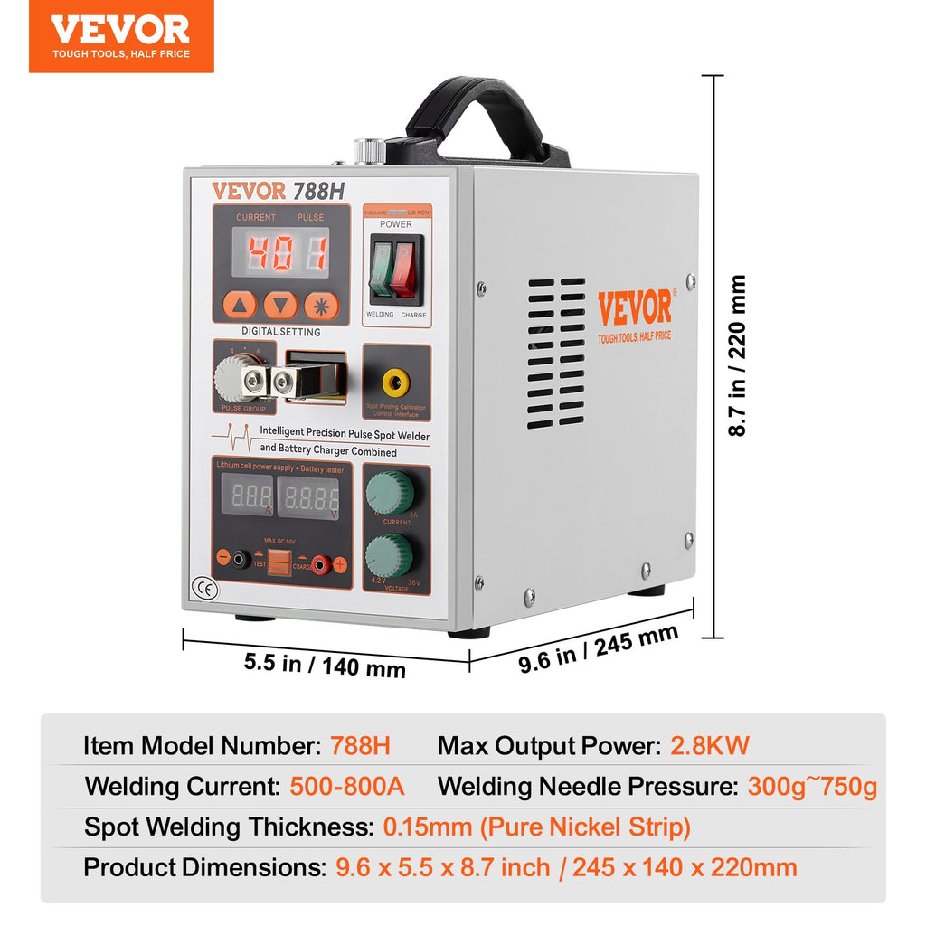 Akumuliatorių taškinio suvirinimo aparatas VEVOR 788H, 2.8 kW