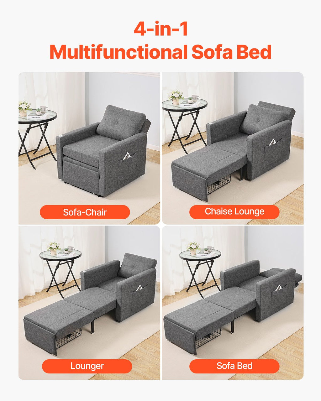 Sofa-lova VEVOR LW-0666-1, 5 reguliuojamos padėtys