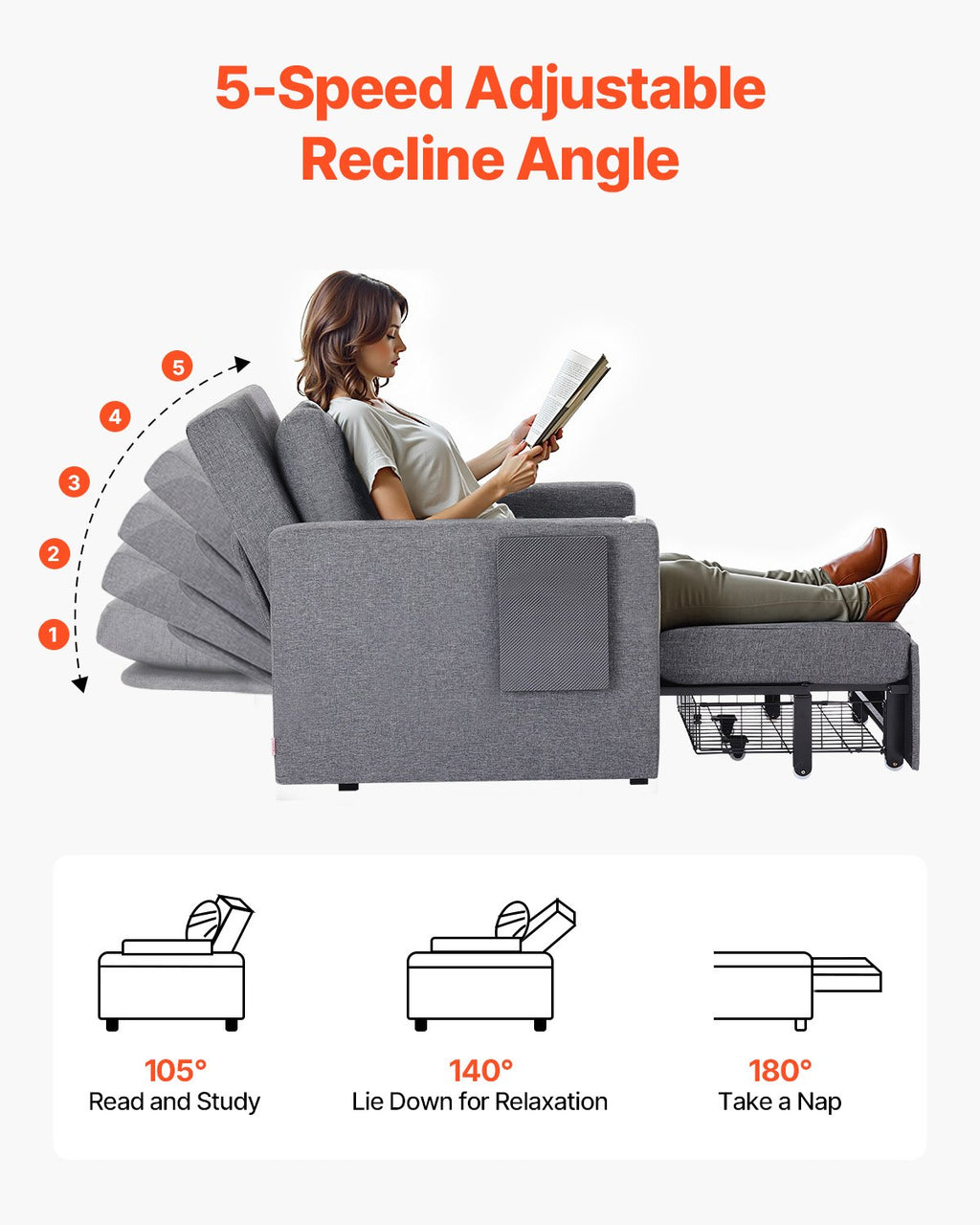 Sofa-lova VEVOR LW-0666-1, 5 reguliuojamos padėtys