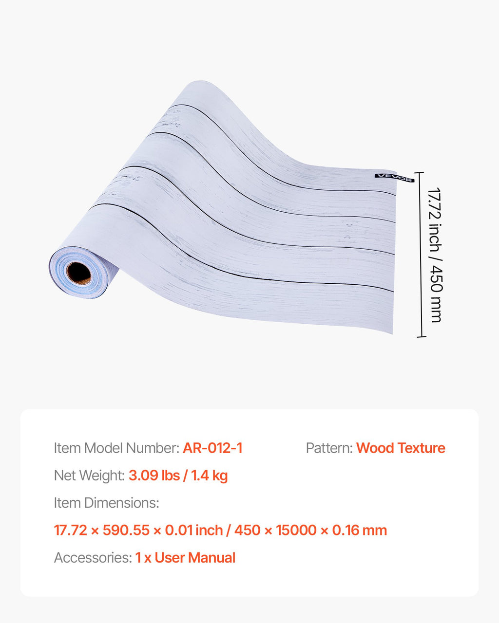Lipnūs tapetai VEVOR AR-012-1, 45 cm x 15 m