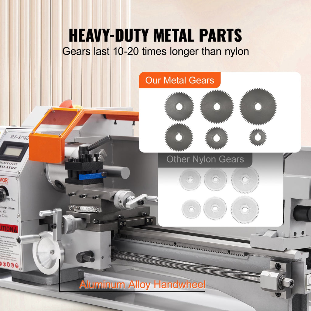 Mini metalo tekinimo staklės VEVOR MX-S716G, 800W