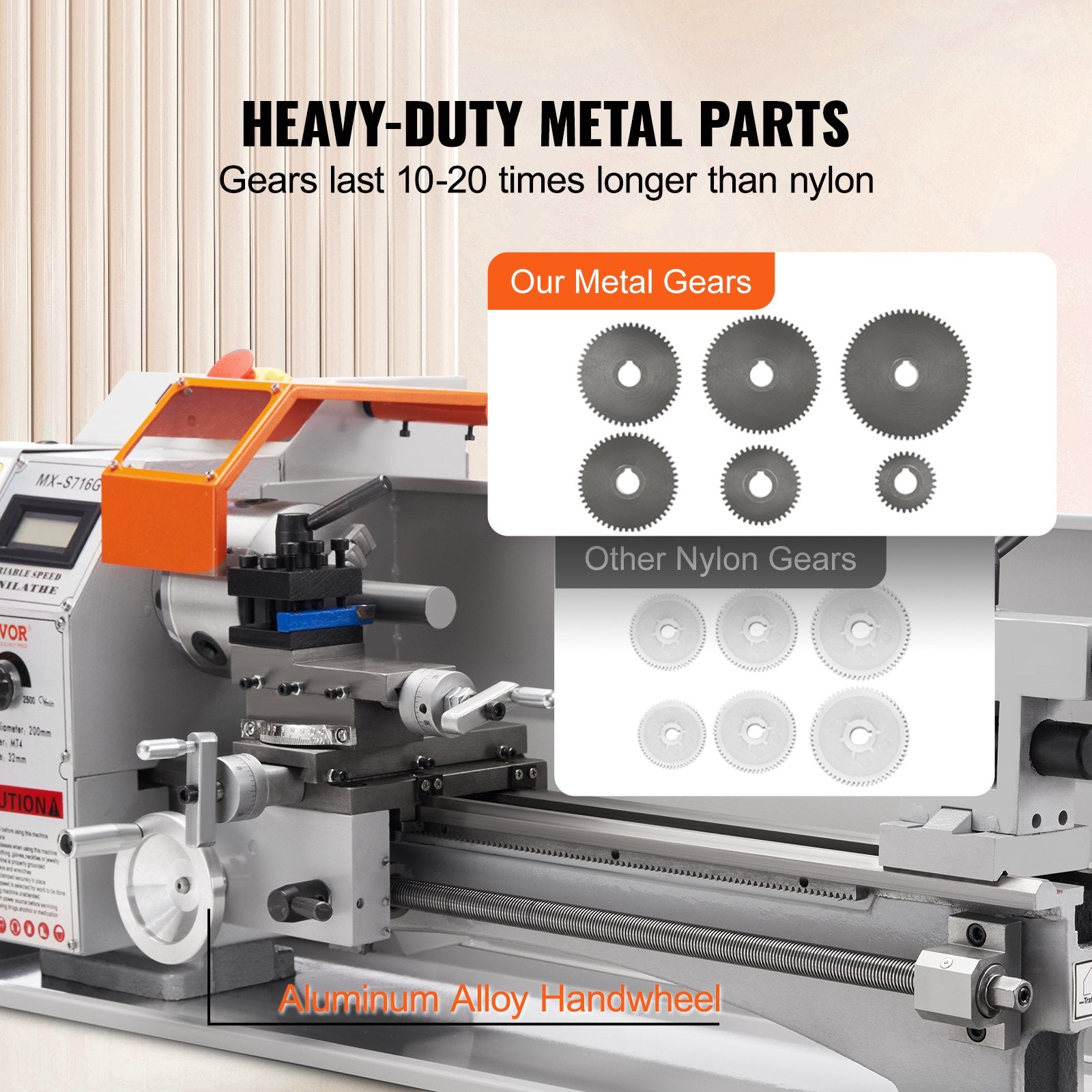 Mini metalo tekinimo staklės VEVOR MX-S716G, 800W