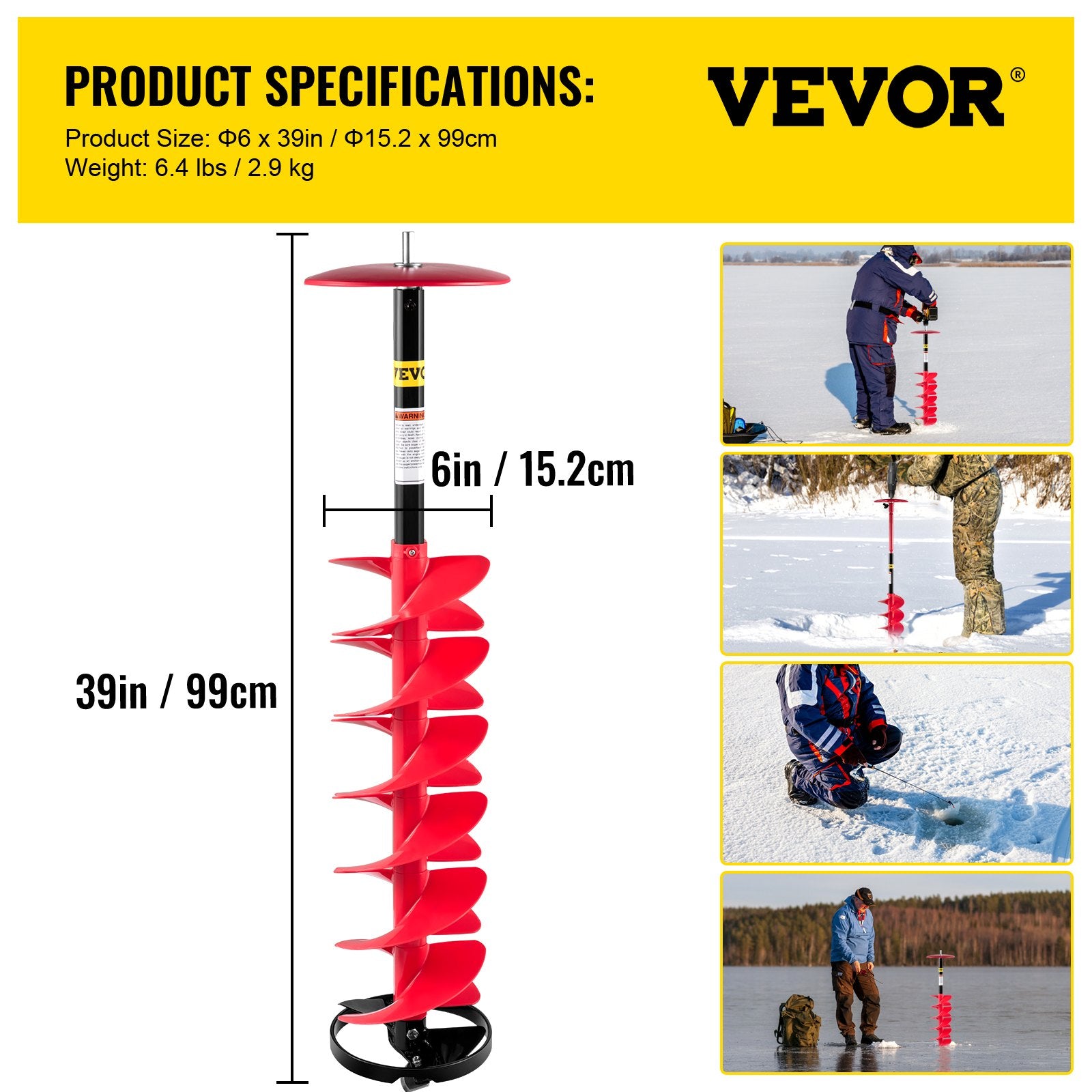 Ledo grąžtas VEVOR ED0507, 15 cm skersmens