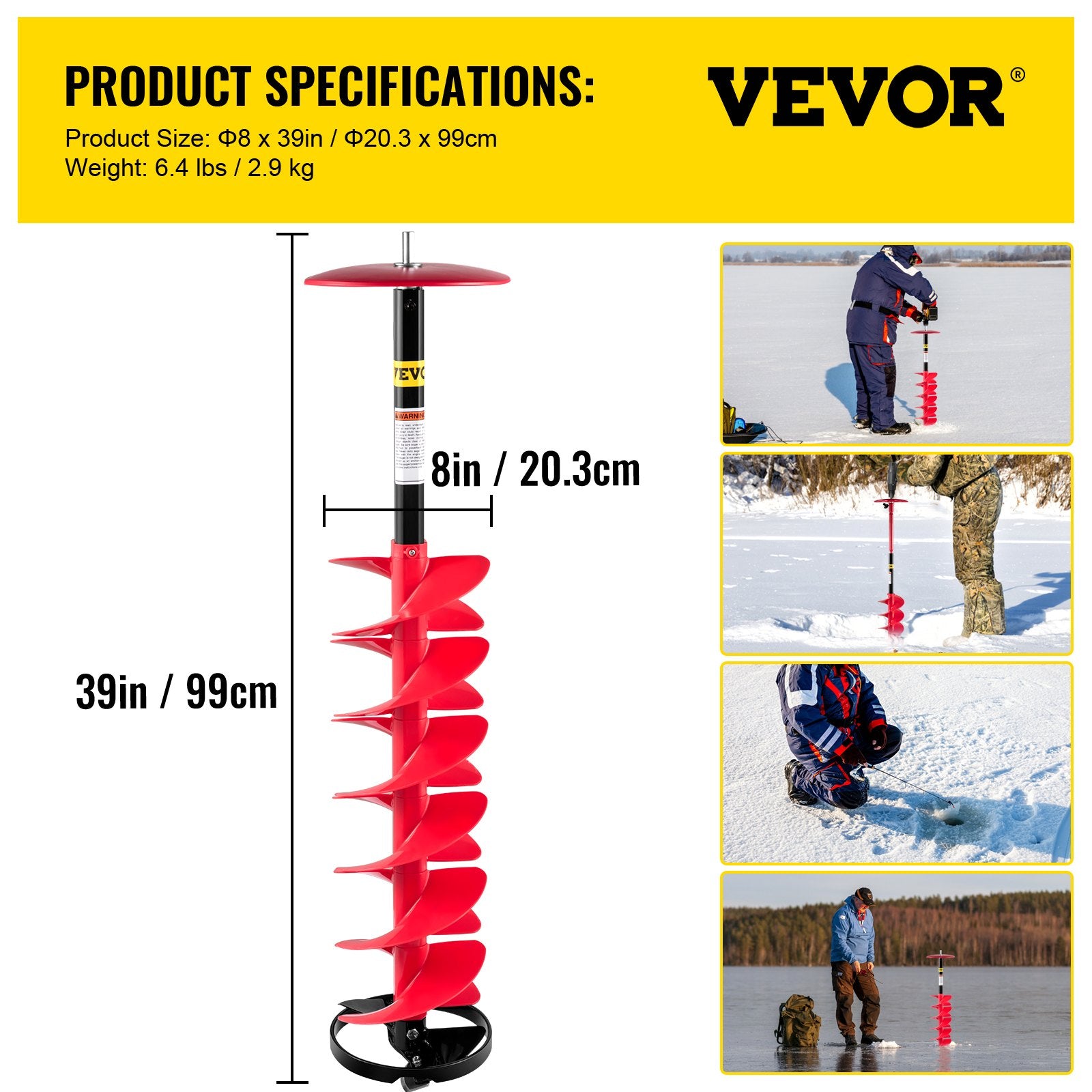 Ledo grąžtas VEVOR ED0509, 20 cm skersmens