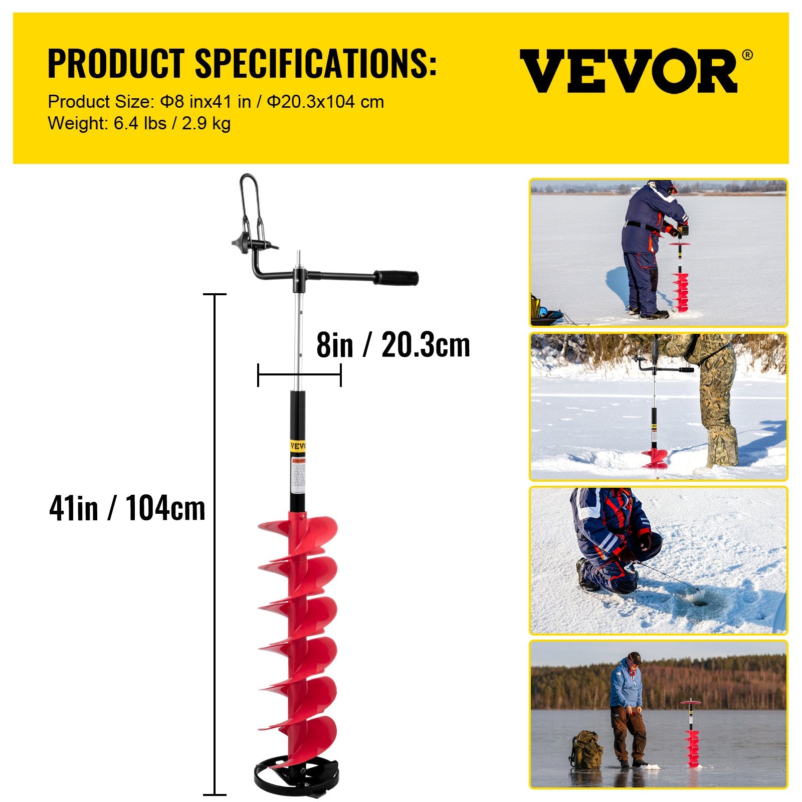 Ledo grąžtas VEVOR ED9002, 20 cm skersmens