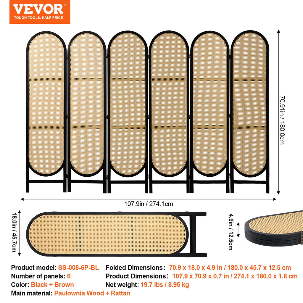 Kambario pertvara VEVOR SS-008-6P-BL, 6 dalių