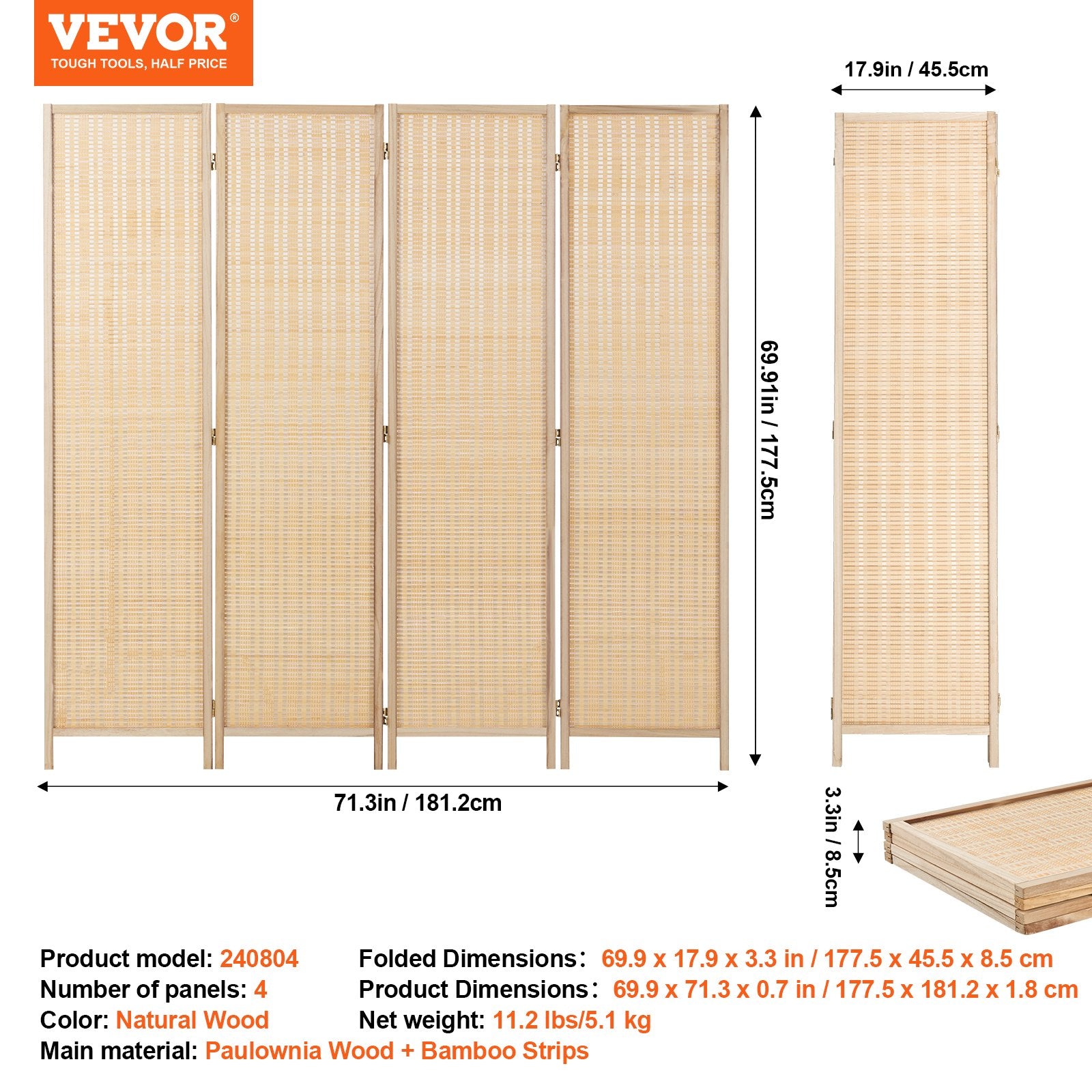 Kambario pertvara VEVOR 240804, 4 dalių