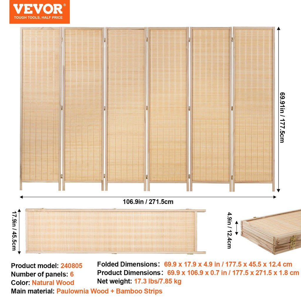 Kambario pertvara (širma) VEVOR 240805, 6 dalių