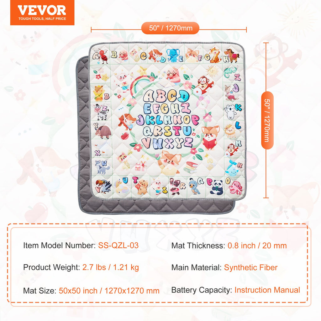 Kūdikio lavinimo kilimėlis VEVOR SS-QZL-03, 127x127 cm