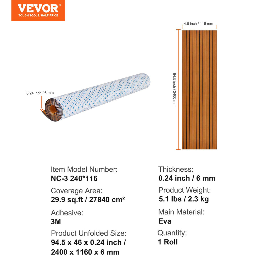 Valties grindų danga VEVOR NC-3, 240 x 116,8 cm