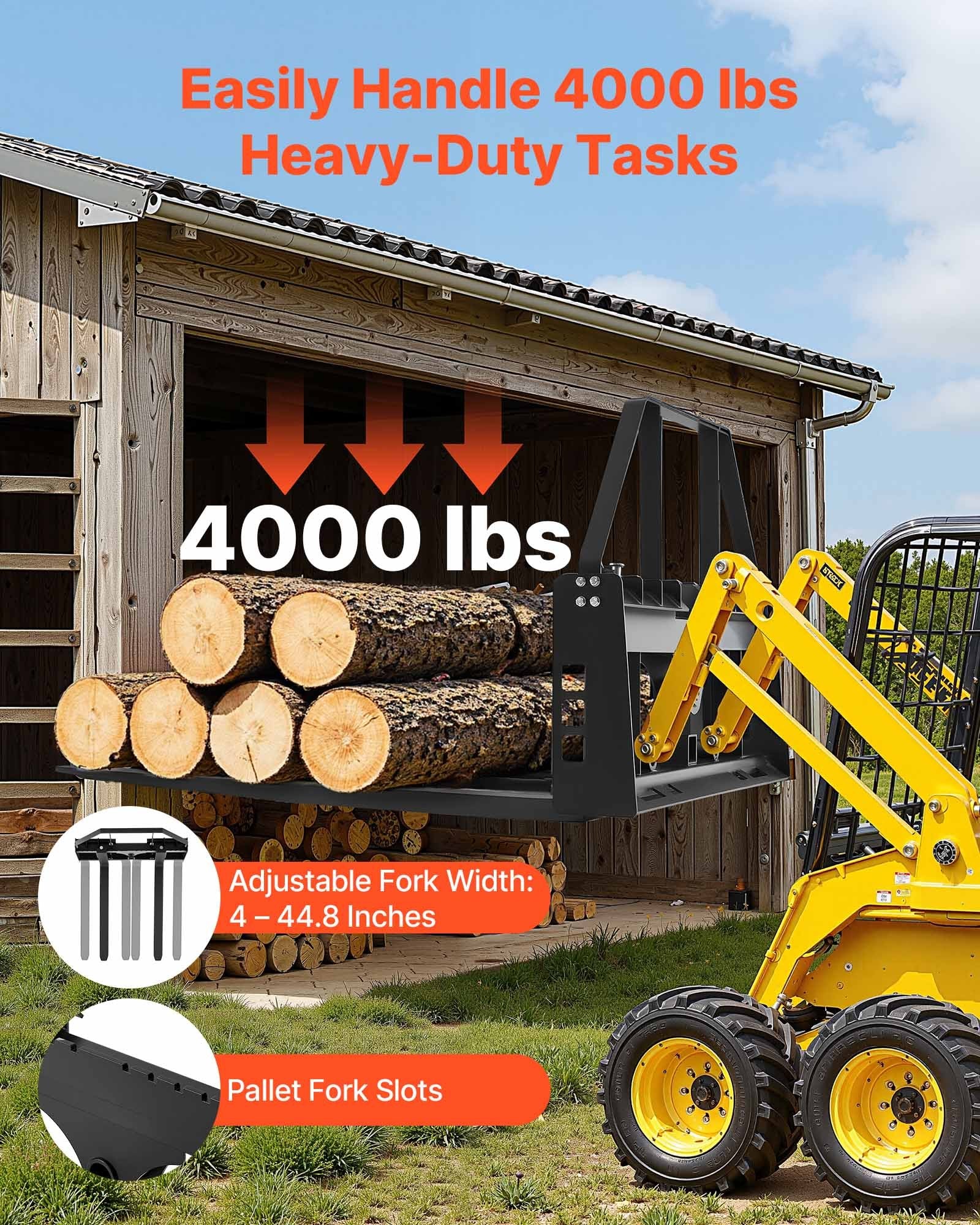 Padėklų šakės mini krautuvui VEVOR WBS-029, 1814 kg keliamoji galia