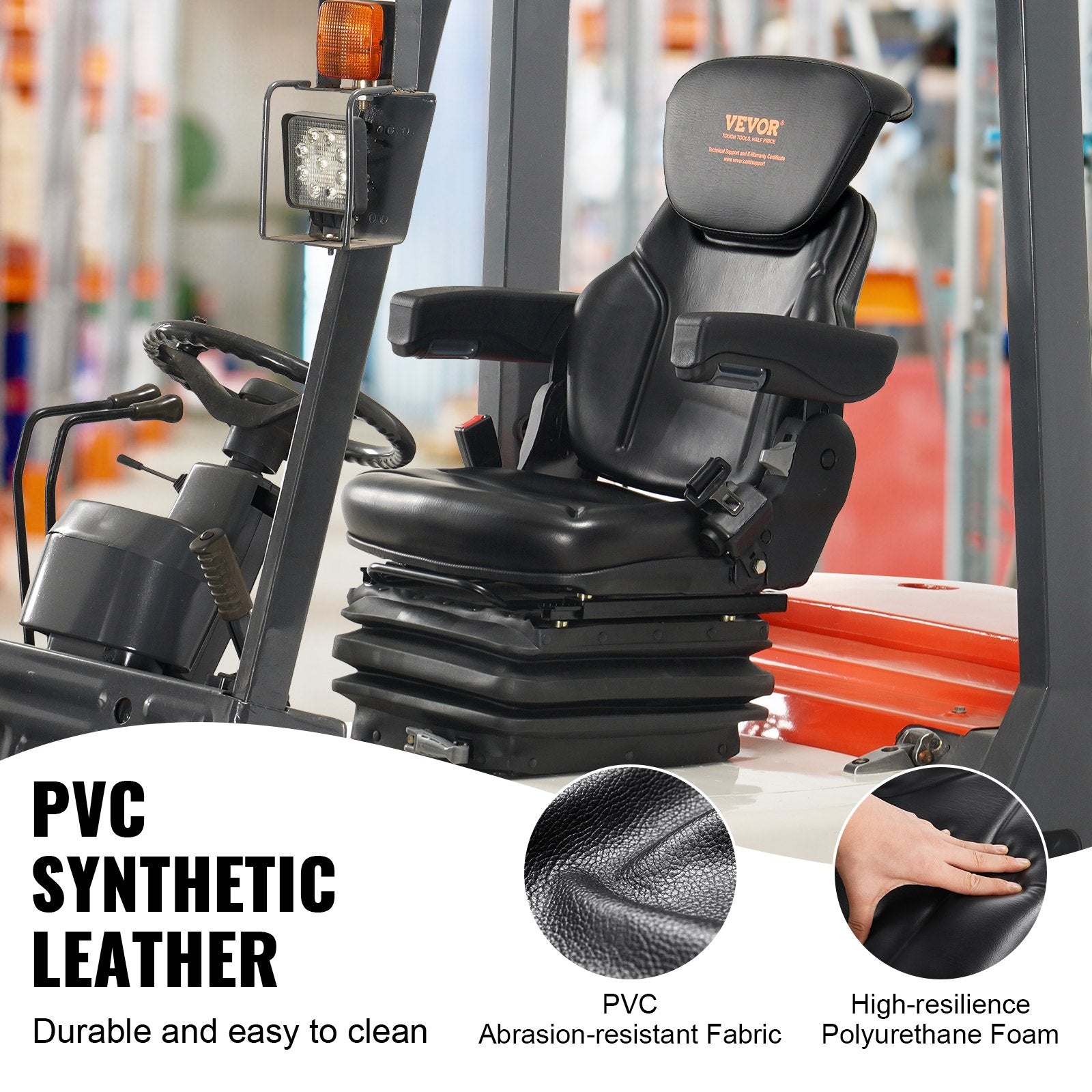Universali traktoriaus sėdynė VEVOR TY-A14 (PVC), su 3 lygių amortizacija