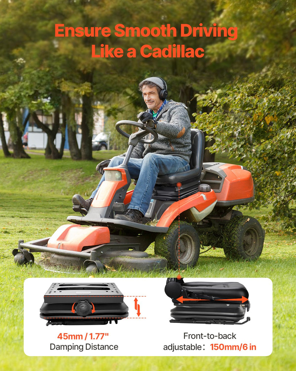 Sėdynės amortizacijos mechanizmas VEVOR JZ-29, 150 mm reguliavimas