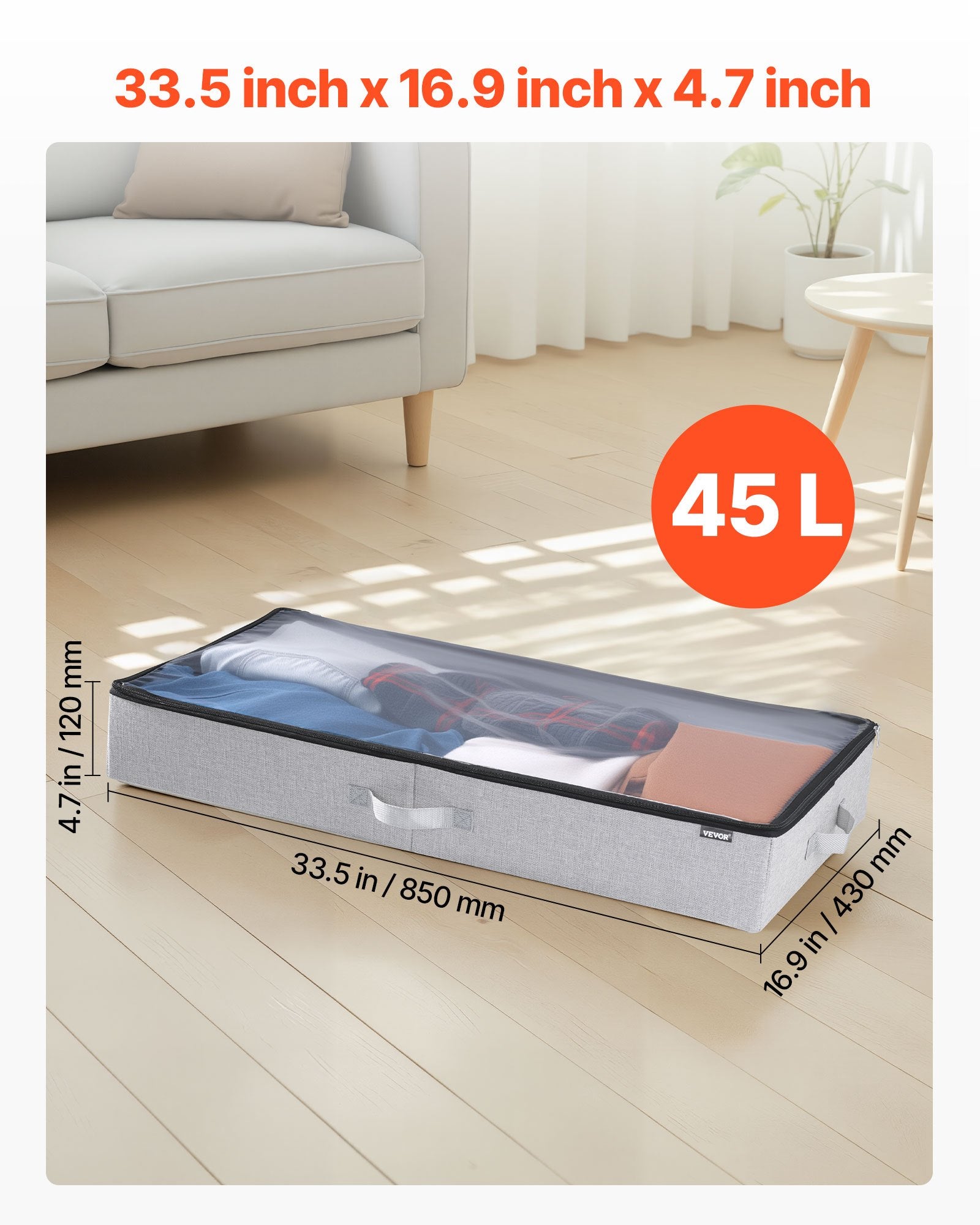 Daiktų laikymo dėžės po lova VEVOR NUS-02, 45 l, 2 vnt.