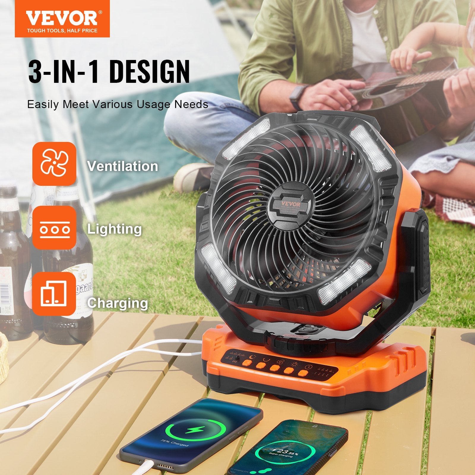 Nešiojamas ventiliatorius VEVOR D13, 40000 mAh